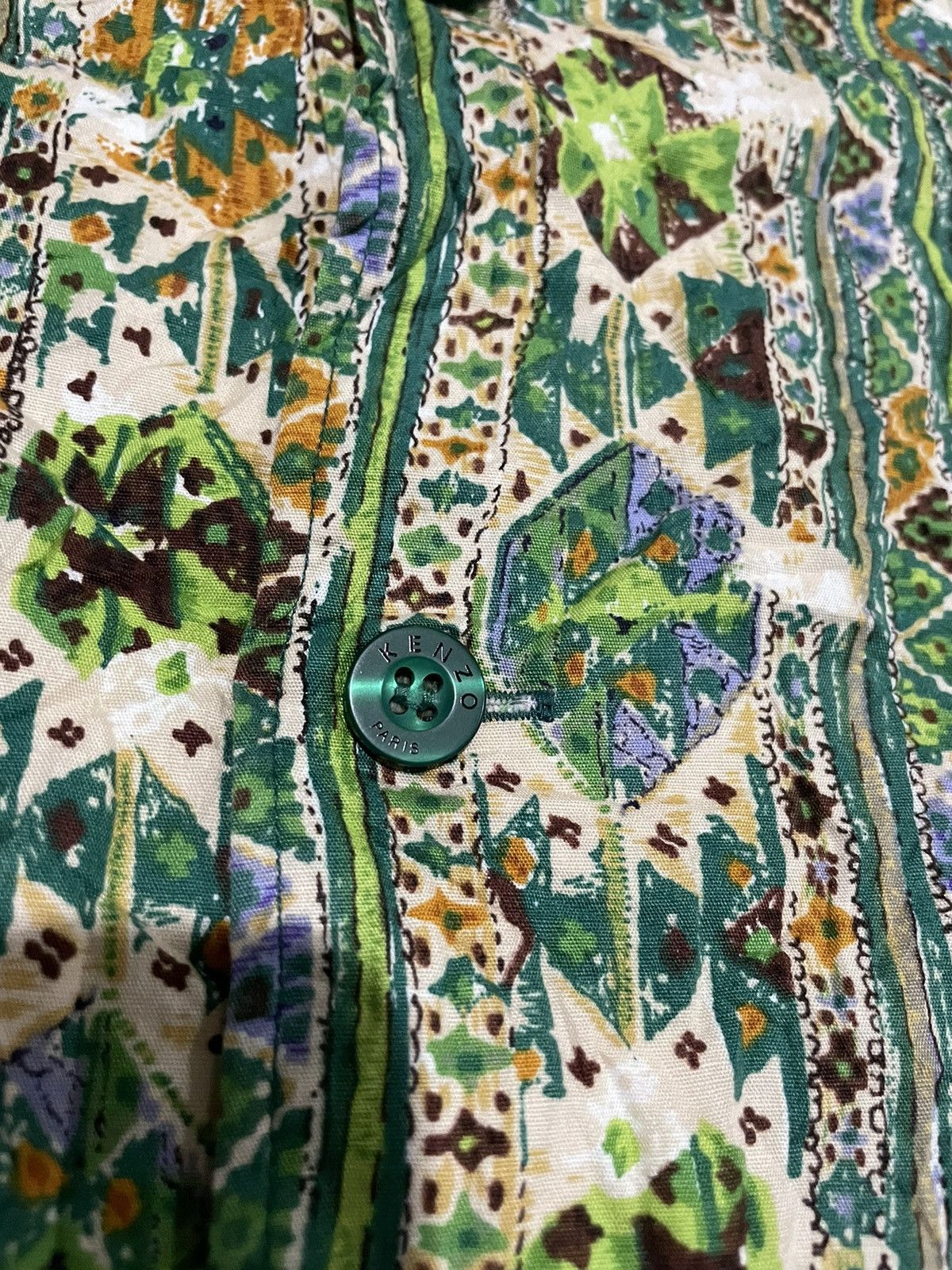 If Six Was Nine × Kenzo × Le Grande Bleu (L.G.B.) Vintage 90s Kenzo Emerald Green Double Down Pocket Shirts Size US L / EU 52-54 / 3 - 20 Thumbnail