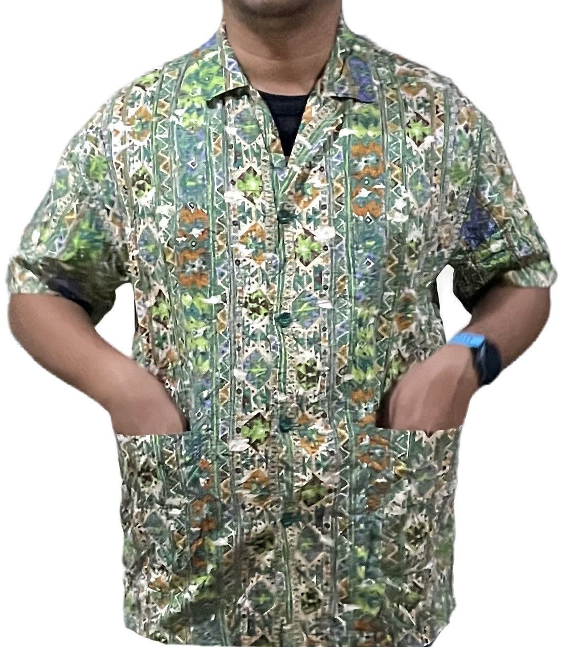 If Six Was Nine × Kenzo × Le Grande Bleu (L.G.B.) Vintage 90s Kenzo Emerald Green Double Down Pocket Shirts Size US L / EU 52-54 / 3 - 15 Thumbnail