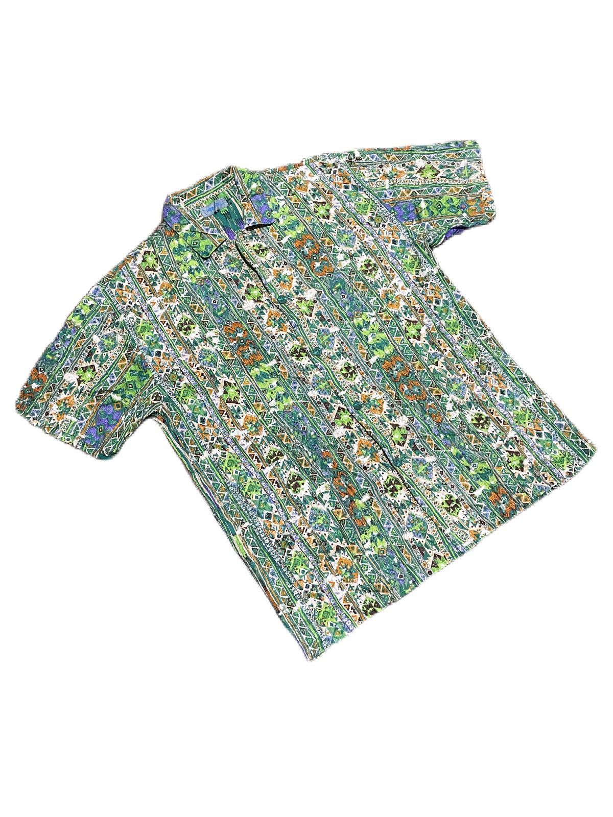If Six Was Nine × Kenzo × Le Grande Bleu (L.G.B.) Vintage 90s Kenzo Emerald Green Double Down Pocket Shirts Size US L / EU 52-54 / 3 - 9 Thumbnail