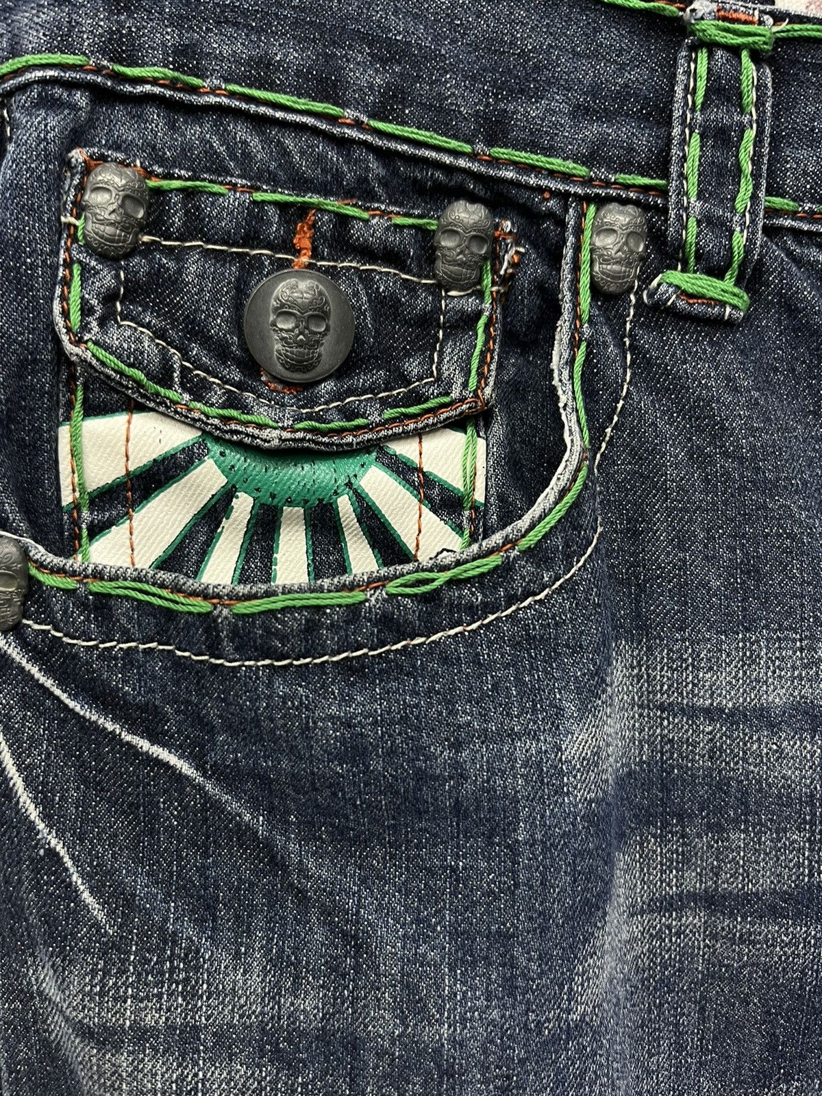 Vintage 90’s LAGUNABEACH Japan’s Rising Sun Skull Button Denim Short Size US 31 - 6 Thumbnail