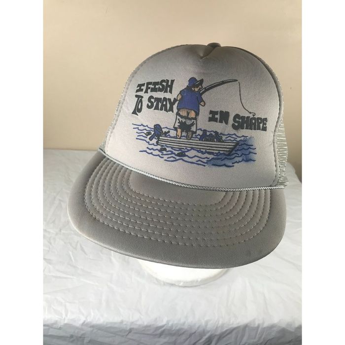 Vintage Vintage fishing funny fun trucker mesh snapback hat cap