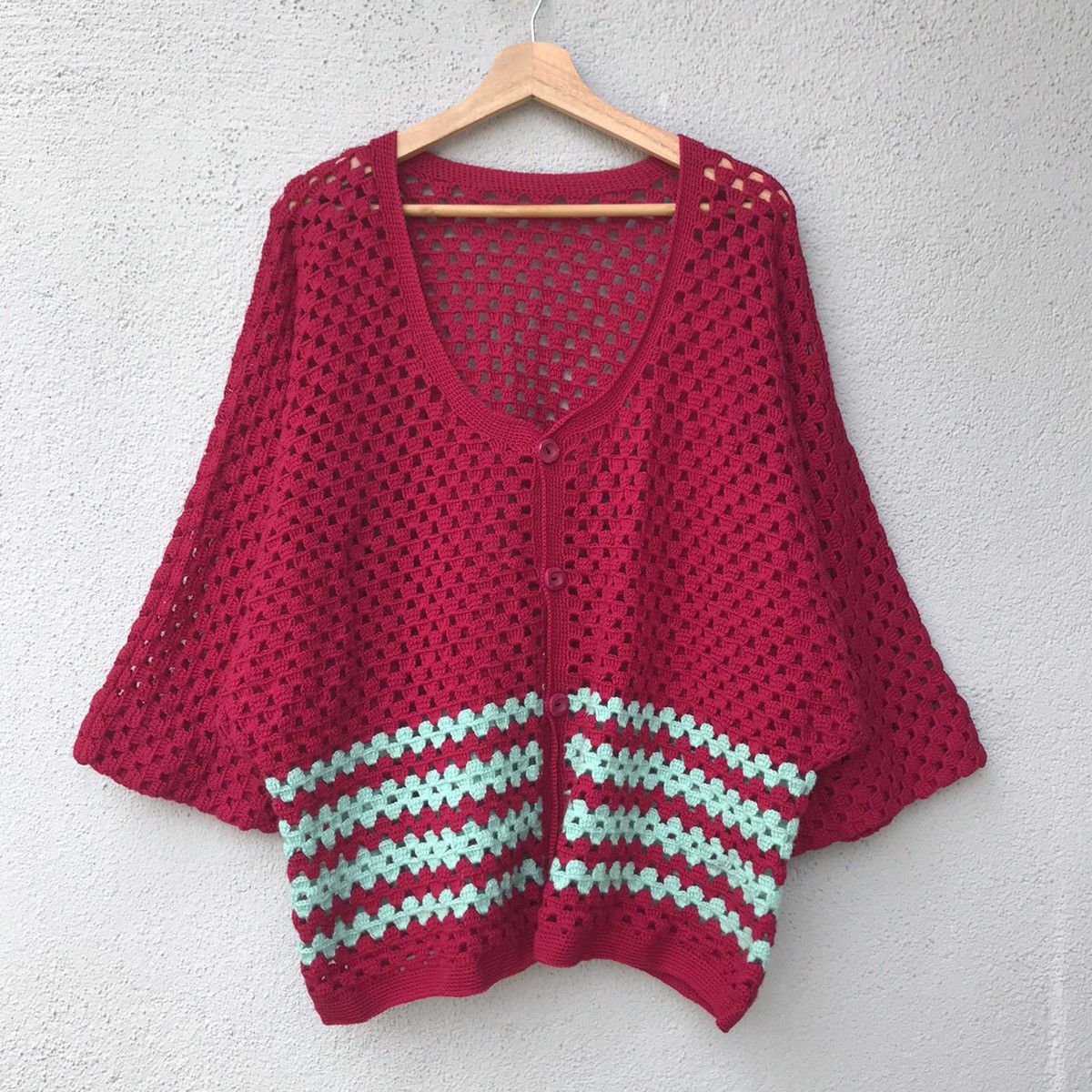 Aran Isles Knitwear Vintage Button Up Mesh Net Baggy Knit Cardigan Size US XL / EU 56 / 4 - 1 Thumbnail