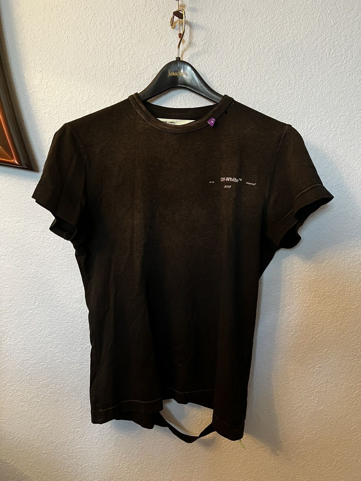 Off white distressed tee best sale