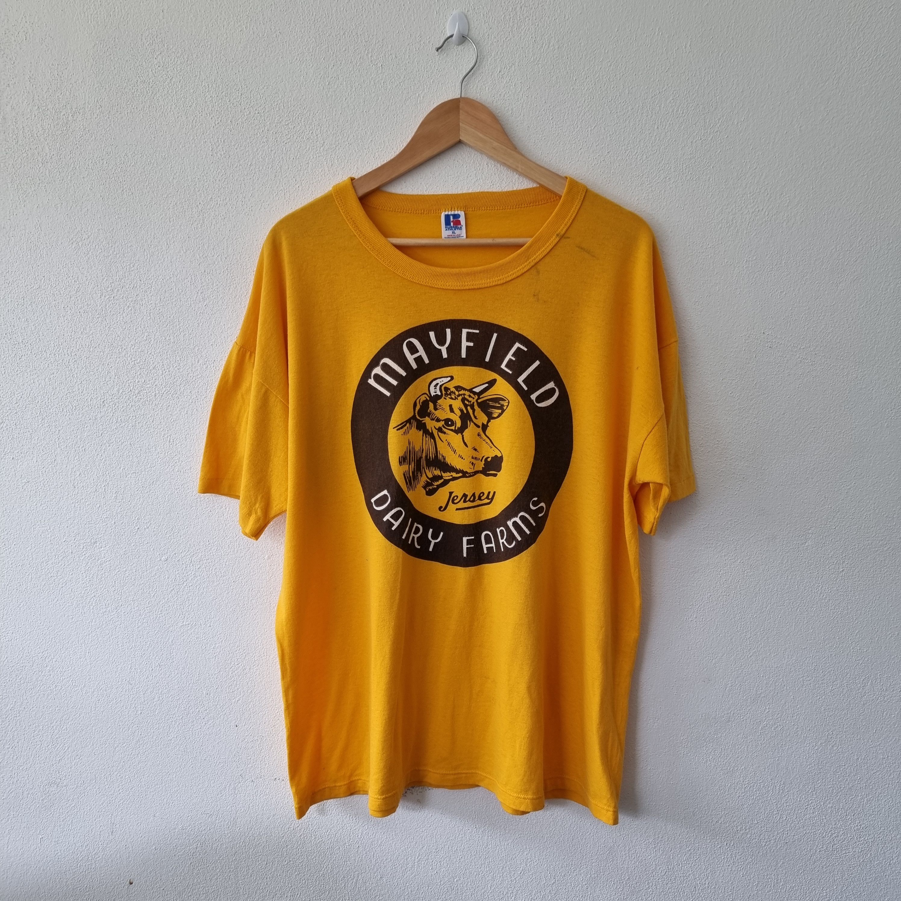 Russell Athletic × Vintage Vintage yellow tee farming Jersey Size US XL / EU 56 / 4 - 1 Thumbnail