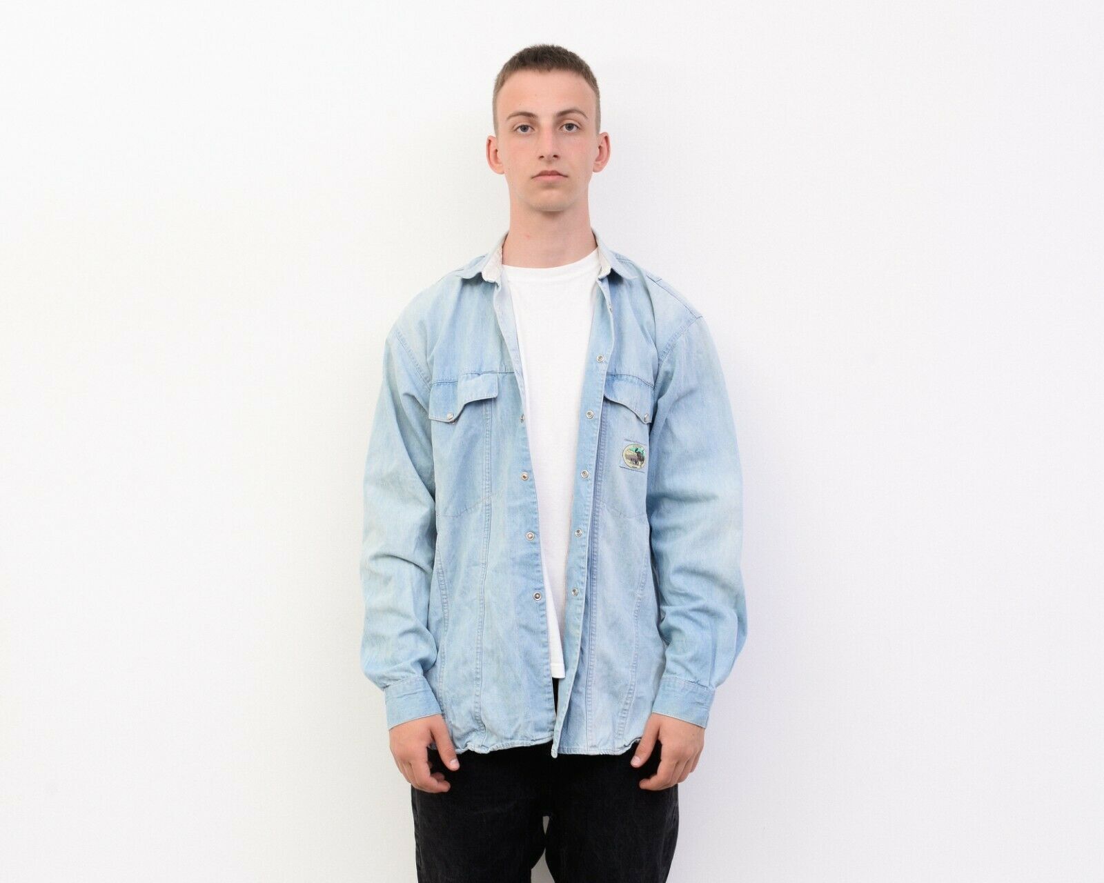 Cowboy Equipment NEWS FLASH Denim Shirt S Long Sleeved Pearl Snap Retro Size US S / EU 44-46 / 1 - 2 Thumbnail