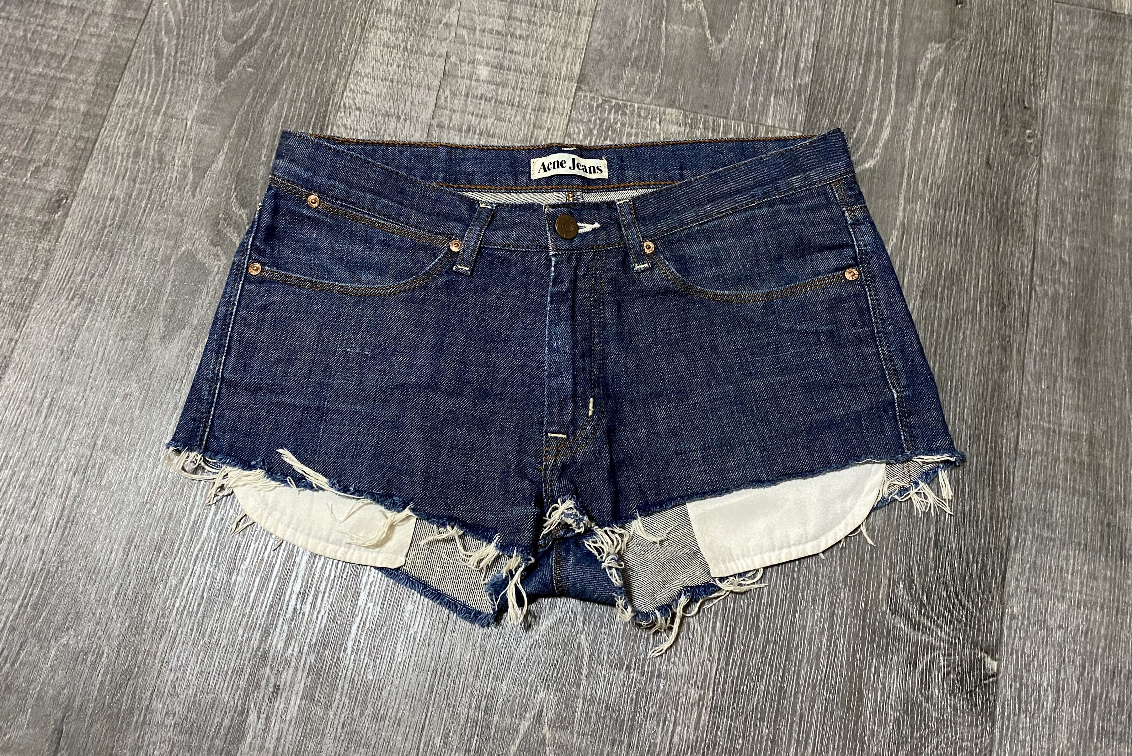 Acne Studios Womens Acne Studios Max Deep Distressed Jeans Denim Shorts Size 31" - 2 Thumbnail