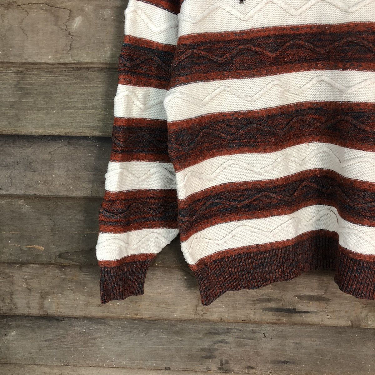Aran Isles Knitwear Tor Roard Distressed cable Knitwear stripe #H084 Size S / US 4 / IT 40 - 4 Thumbnail