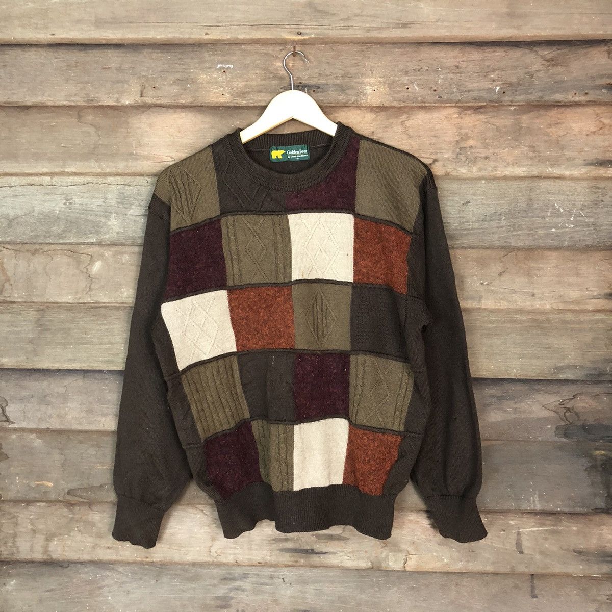 Golden Bear Golden Bear Brown checkered sweatshirt Knitwear #H076 Size US M / EU 48-50 / 2 - 1 Thumbnail