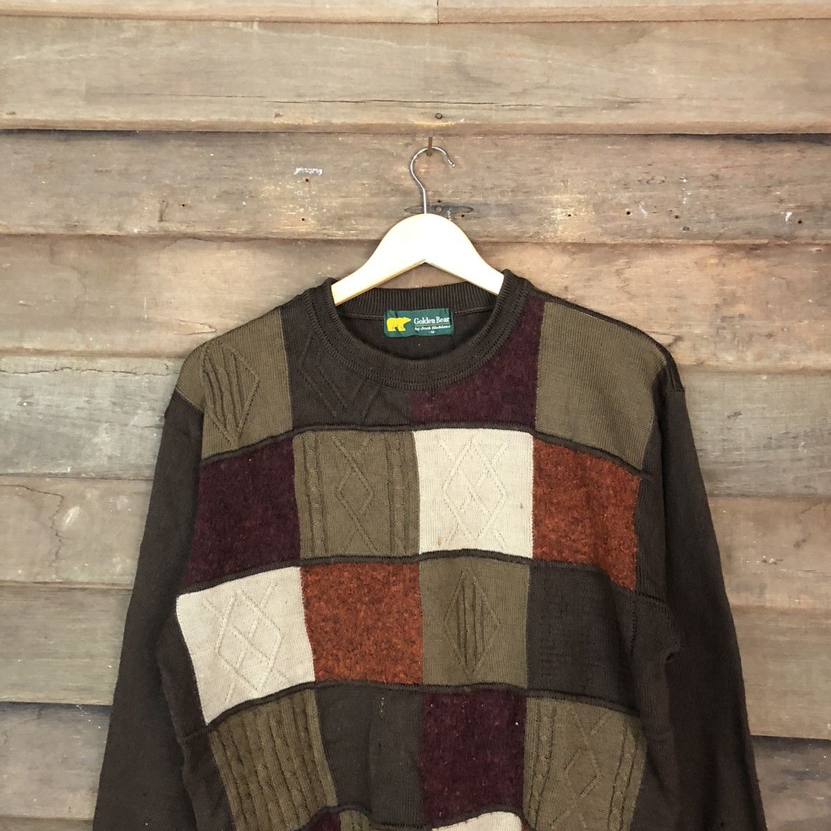 Golden Bear Golden Bear Brown checkered sweatshirt Knitwear #H076 Size US M / EU 48-50 / 2 - 2 Thumbnail