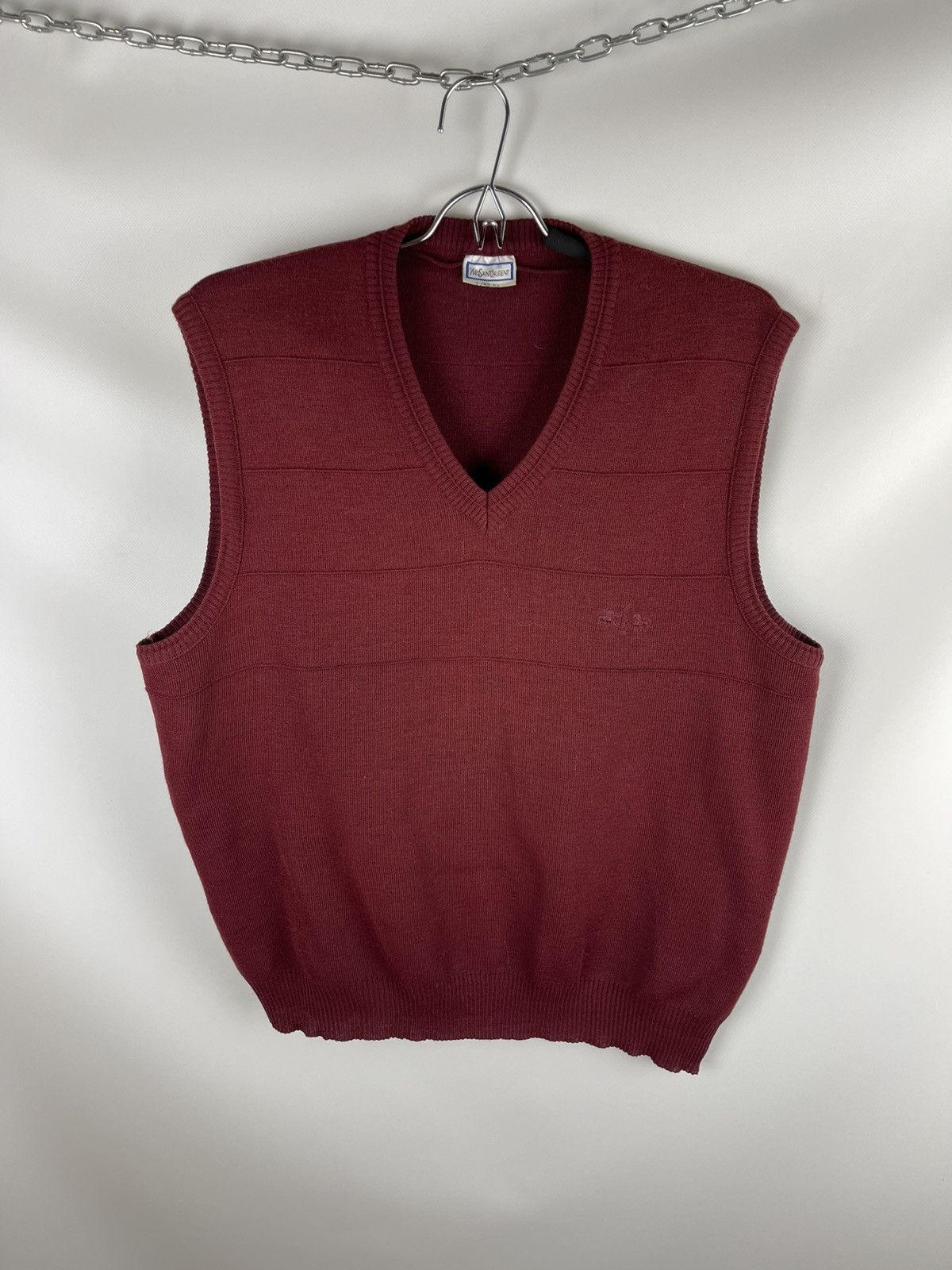 Vintage Yves Saint Laurent vintage 80s wool vest embroidered logo Size US L / EU 52-54 / 3 - 1 Thumbnail