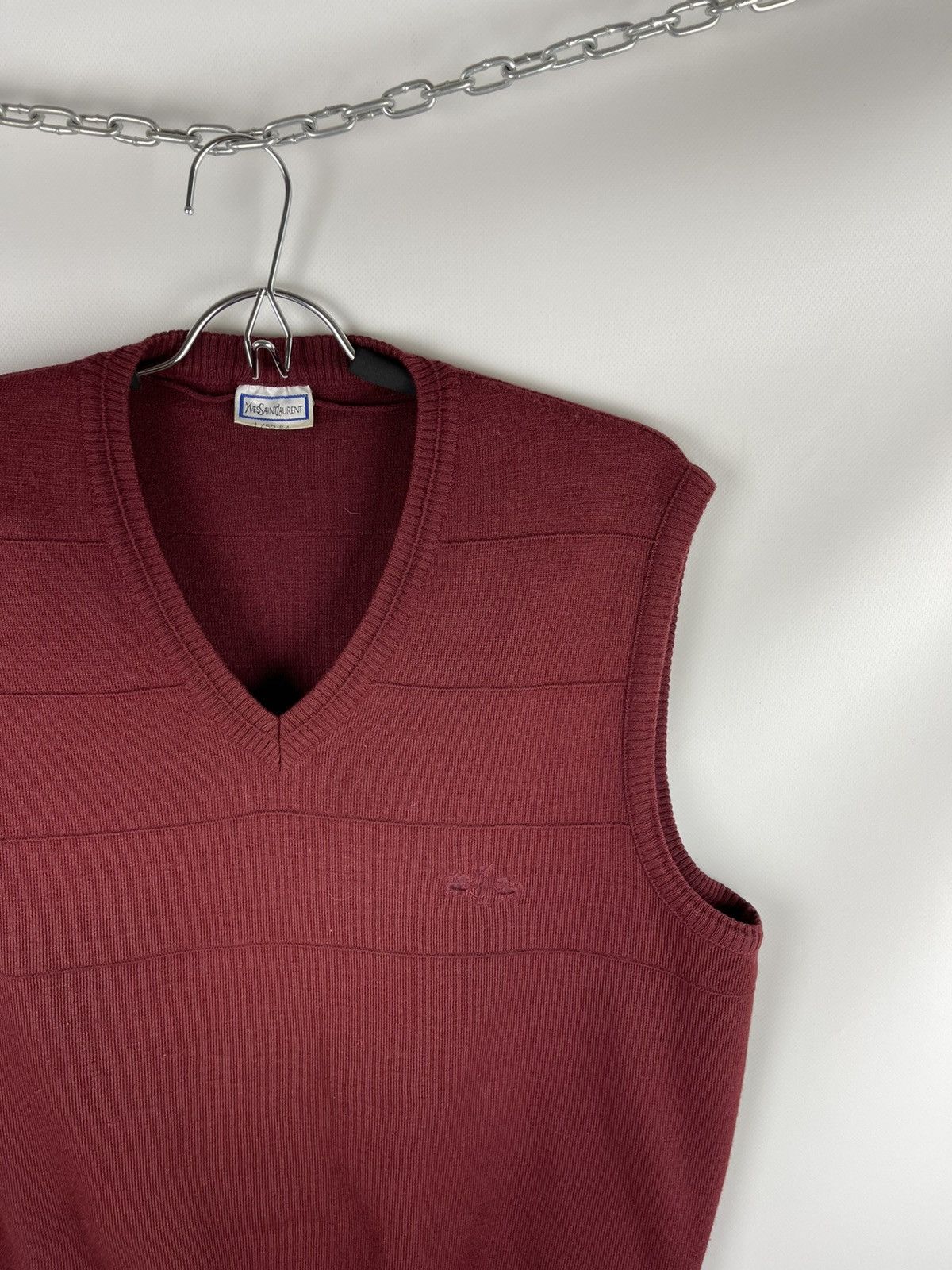 Vintage Yves Saint Laurent vintage 80s wool vest embroidered logo Size US L / EU 52-54 / 3 - 3 Thumbnail