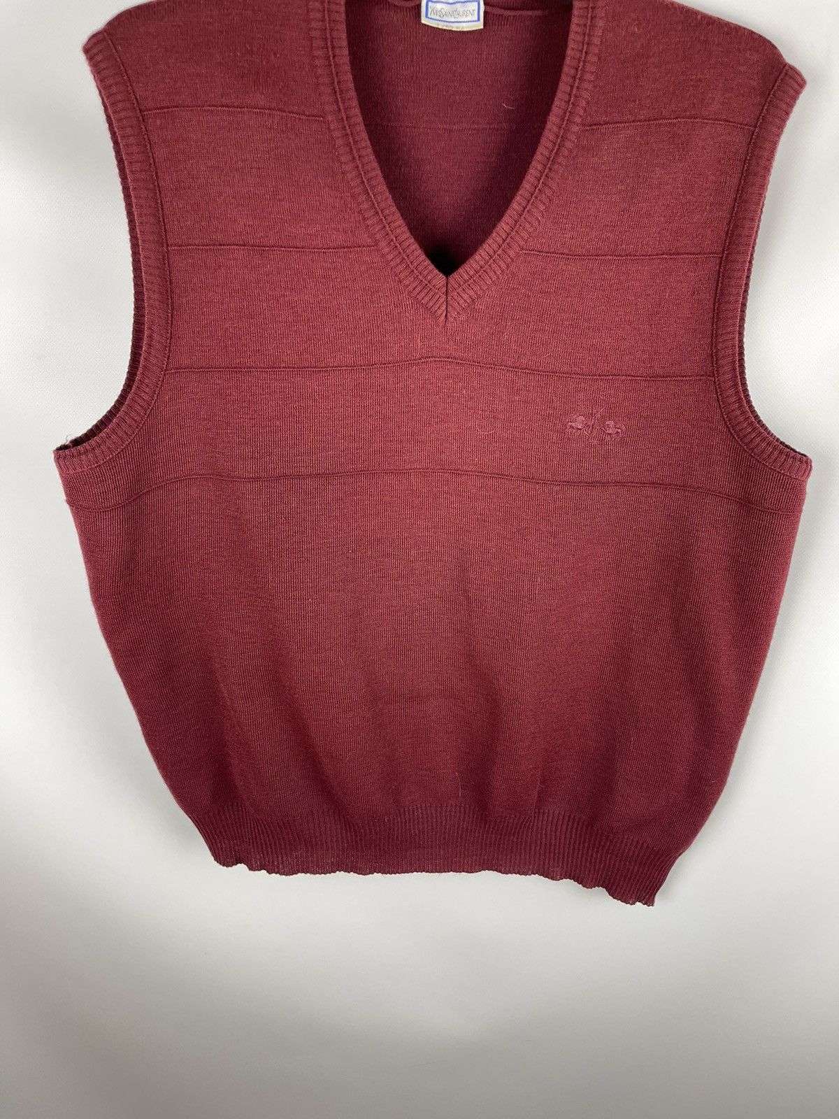 Vintage Yves Saint Laurent vintage 80s wool vest embroidered logo Size US L / EU 52-54 / 3 - 4 Thumbnail
