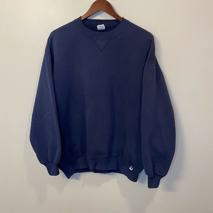 Vintage Vintage Russell Athletic Blue Blank Crewneck Sweater XL | Grailed