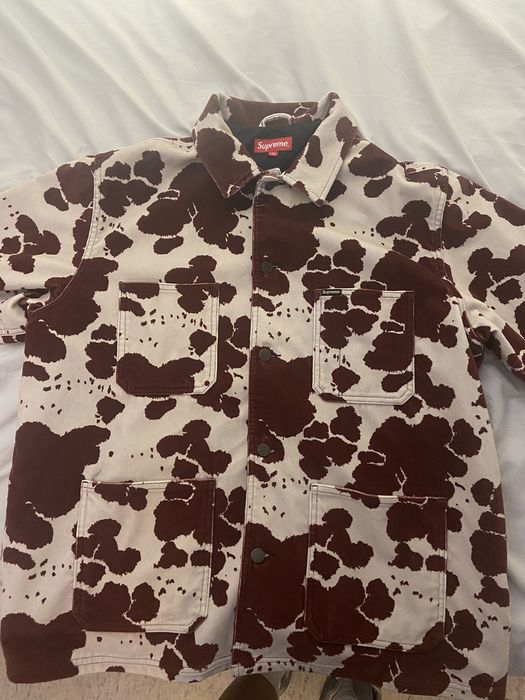 Supreme Supreme Velvet Chore Coat Cow | Grailed