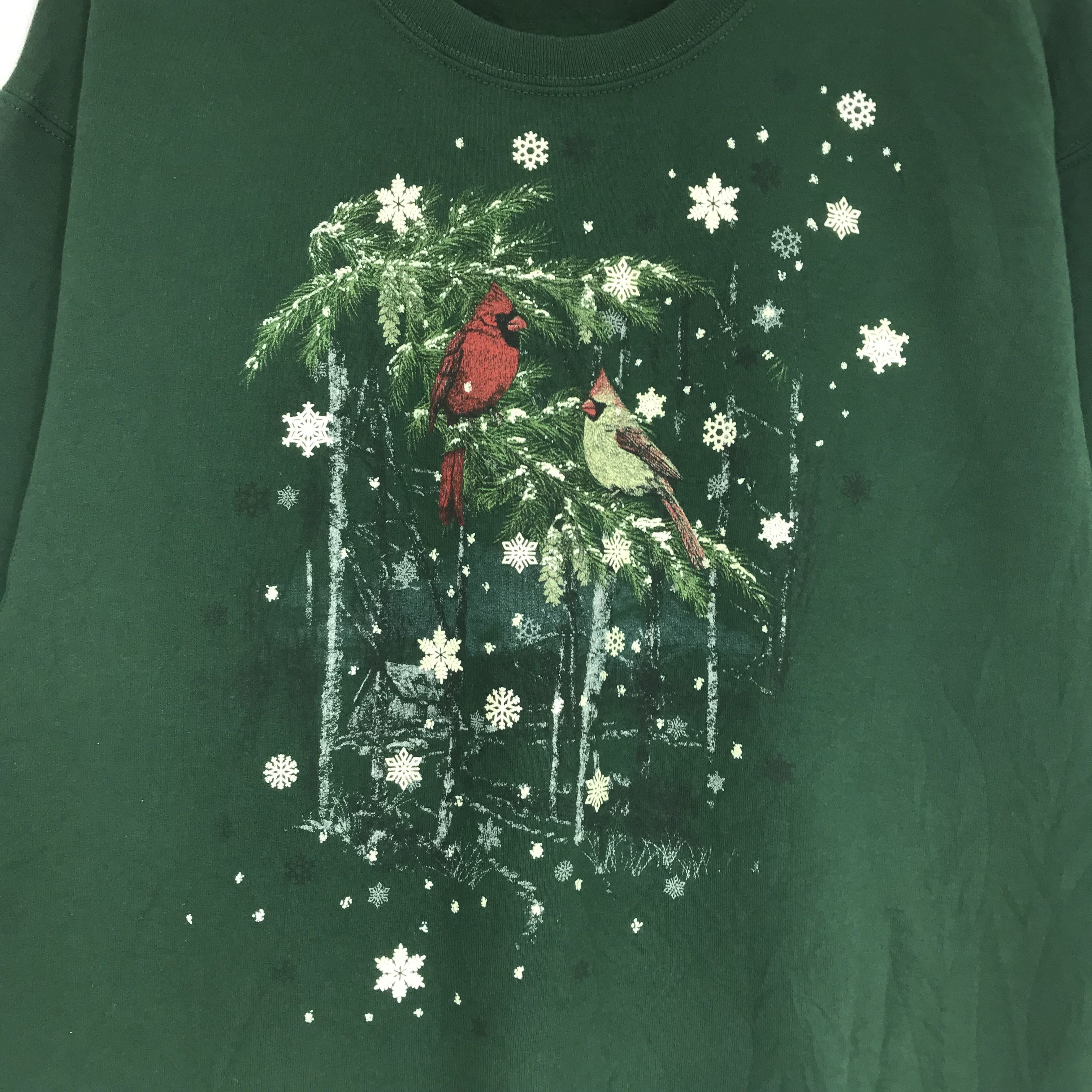 Arts & Science Vintage Cardinal Bird Sweatshirts Green Floral Art Floral Size US L / EU 52-54 / 3 - 4 Thumbnail