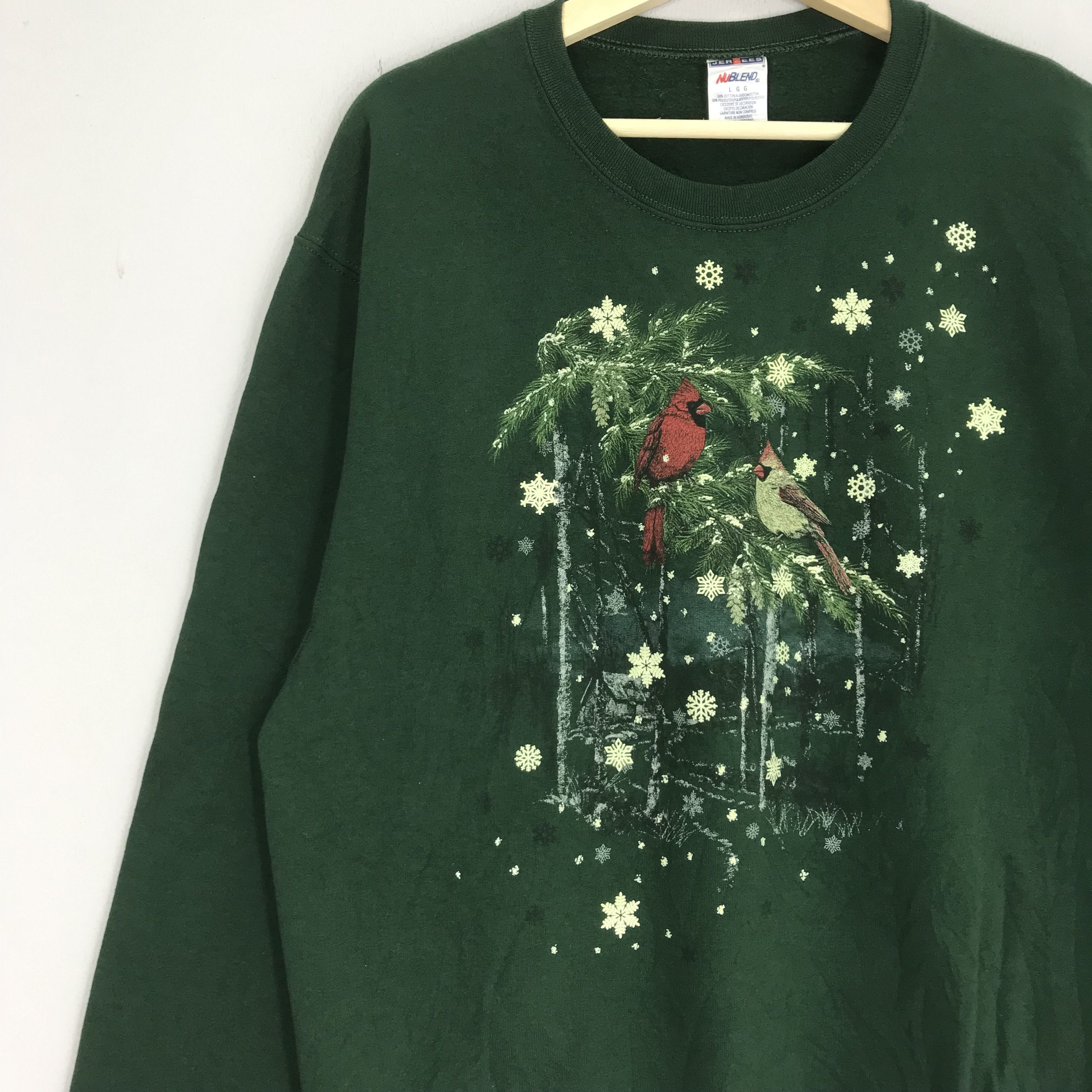 Arts & Science Vintage Cardinal Bird Sweatshirts Green Floral Art Floral Size US L / EU 52-54 / 3 - 3 Thumbnail