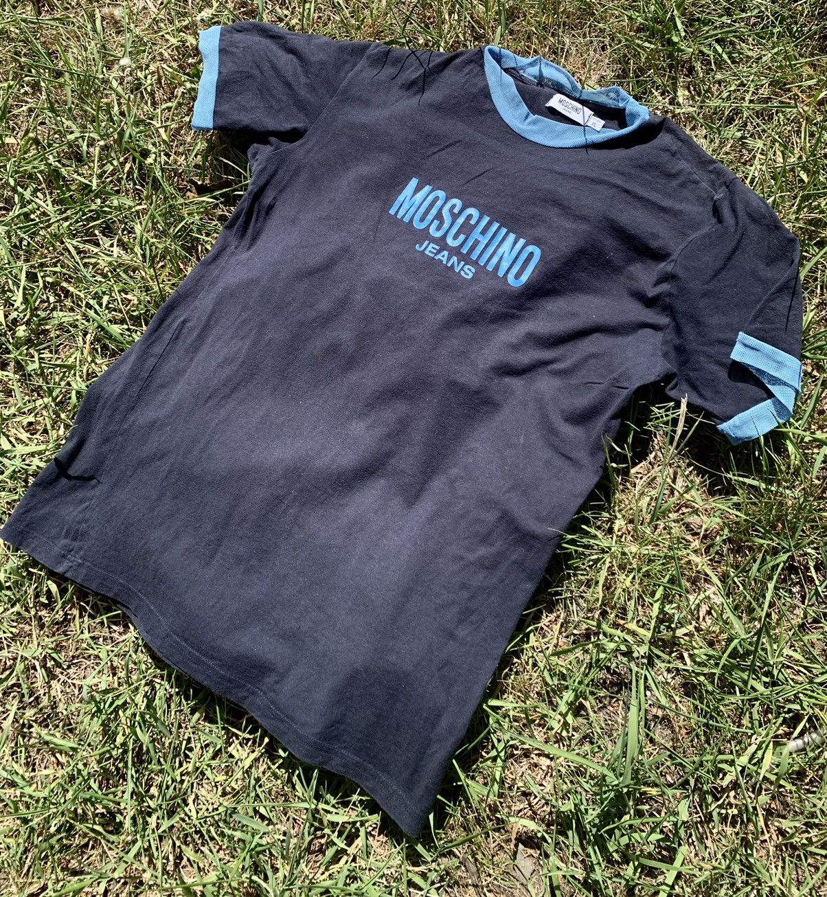 Moschino Moschino 90’s navy logo tee vintage Size US XL / EU 56 / 4 - 2 Thumbnail