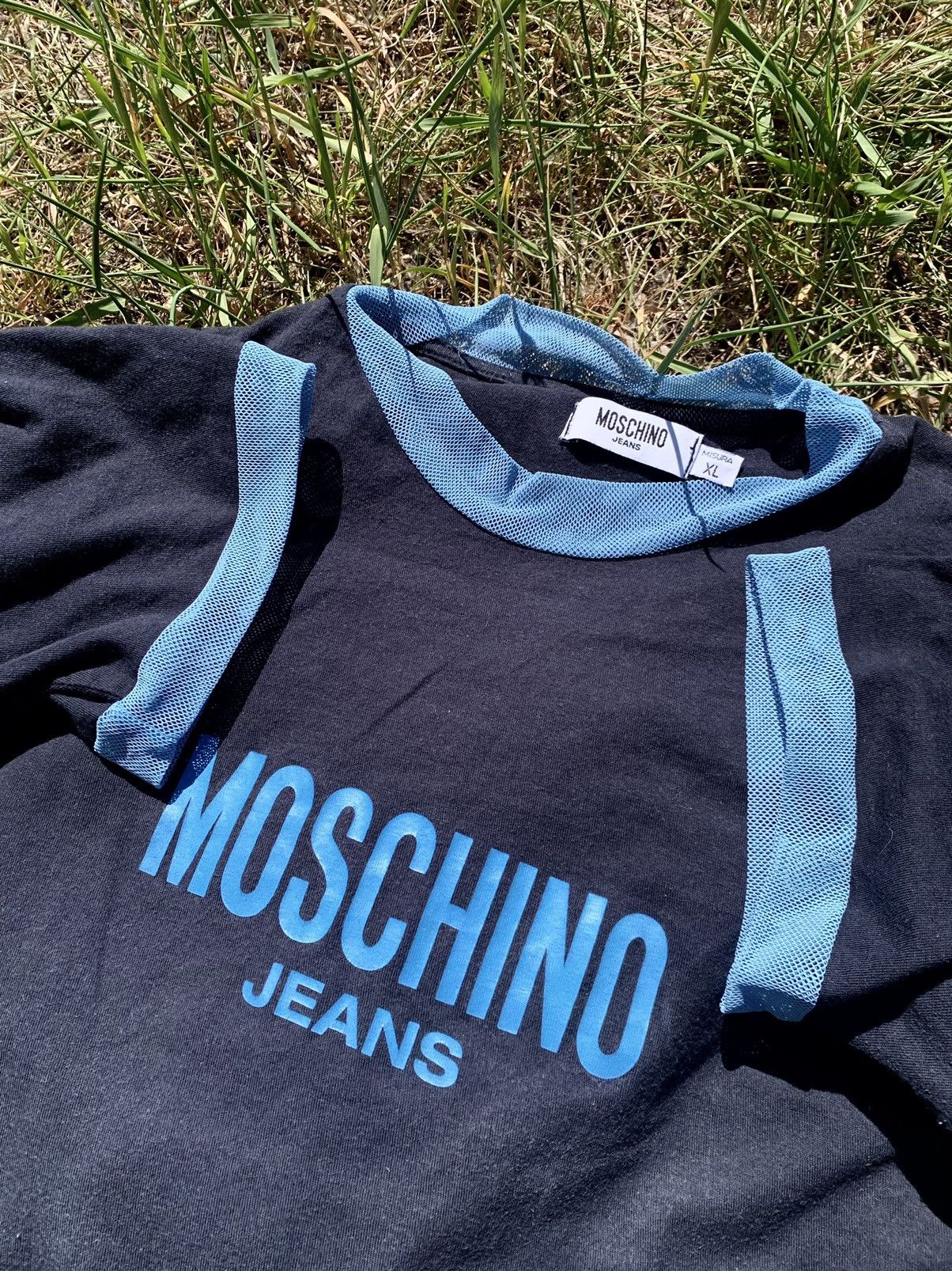 Moschino Moschino 90’s navy logo tee vintage Size US XL / EU 56 / 4 - 7 Thumbnail