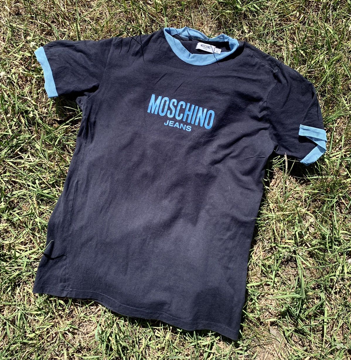 Moschino Moschino 90’s navy logo tee vintage Size US XL / EU 56 / 4 - 1 Thumbnail