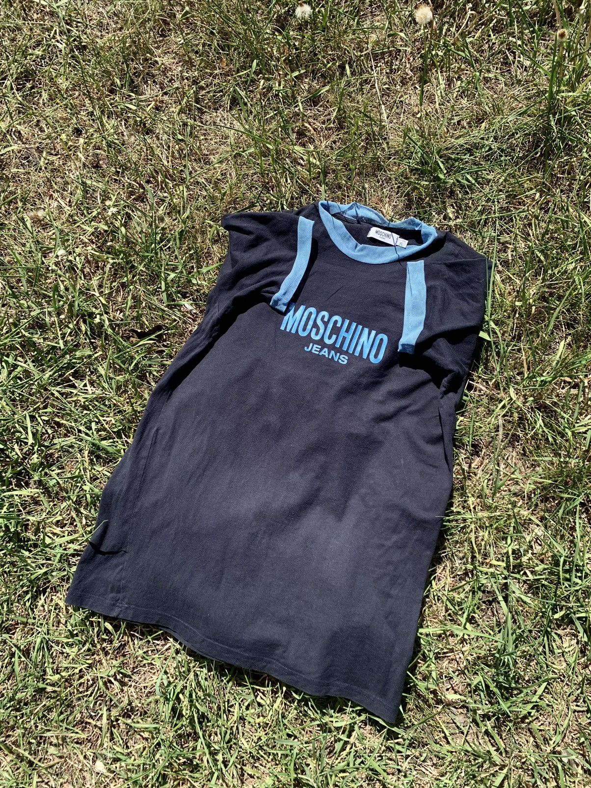 Moschino Moschino 90’s navy logo tee vintage Size US XL / EU 56 / 4 - 8 Thumbnail