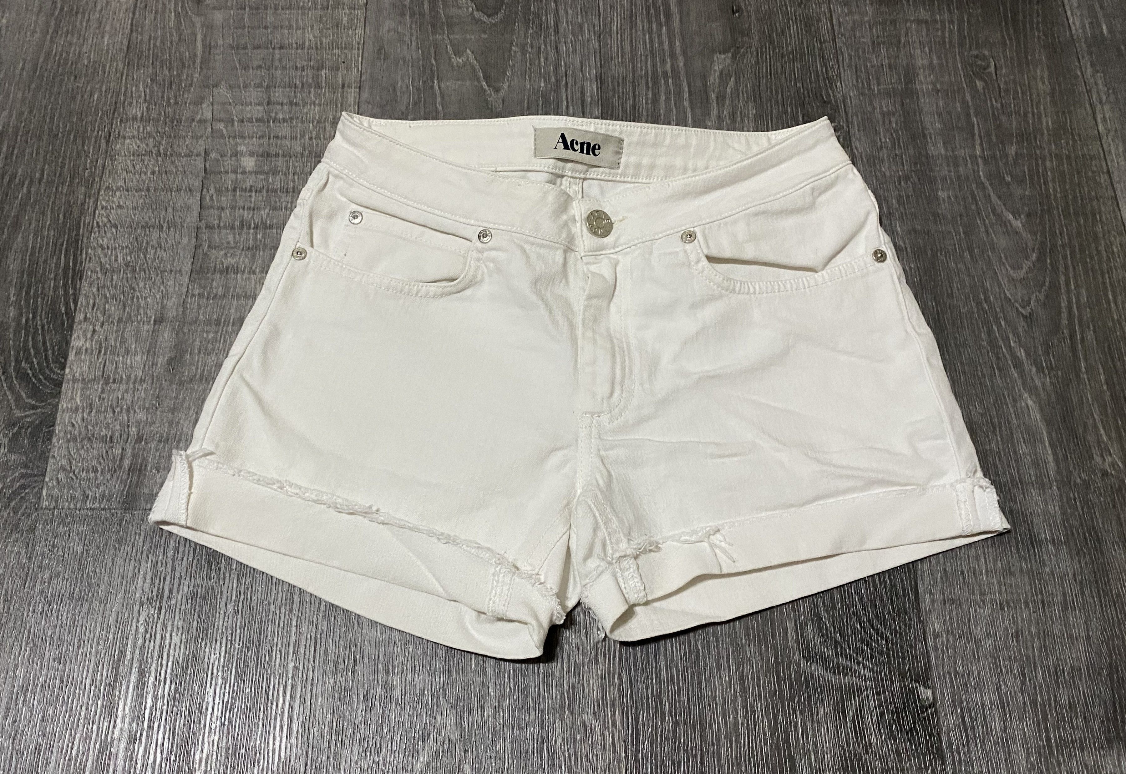 Acne Studios Women's Acne Studios Hep White Fringed Cropped Denim Shorts Size 28" / US 6 / IT 42 - 2 Thumbnail