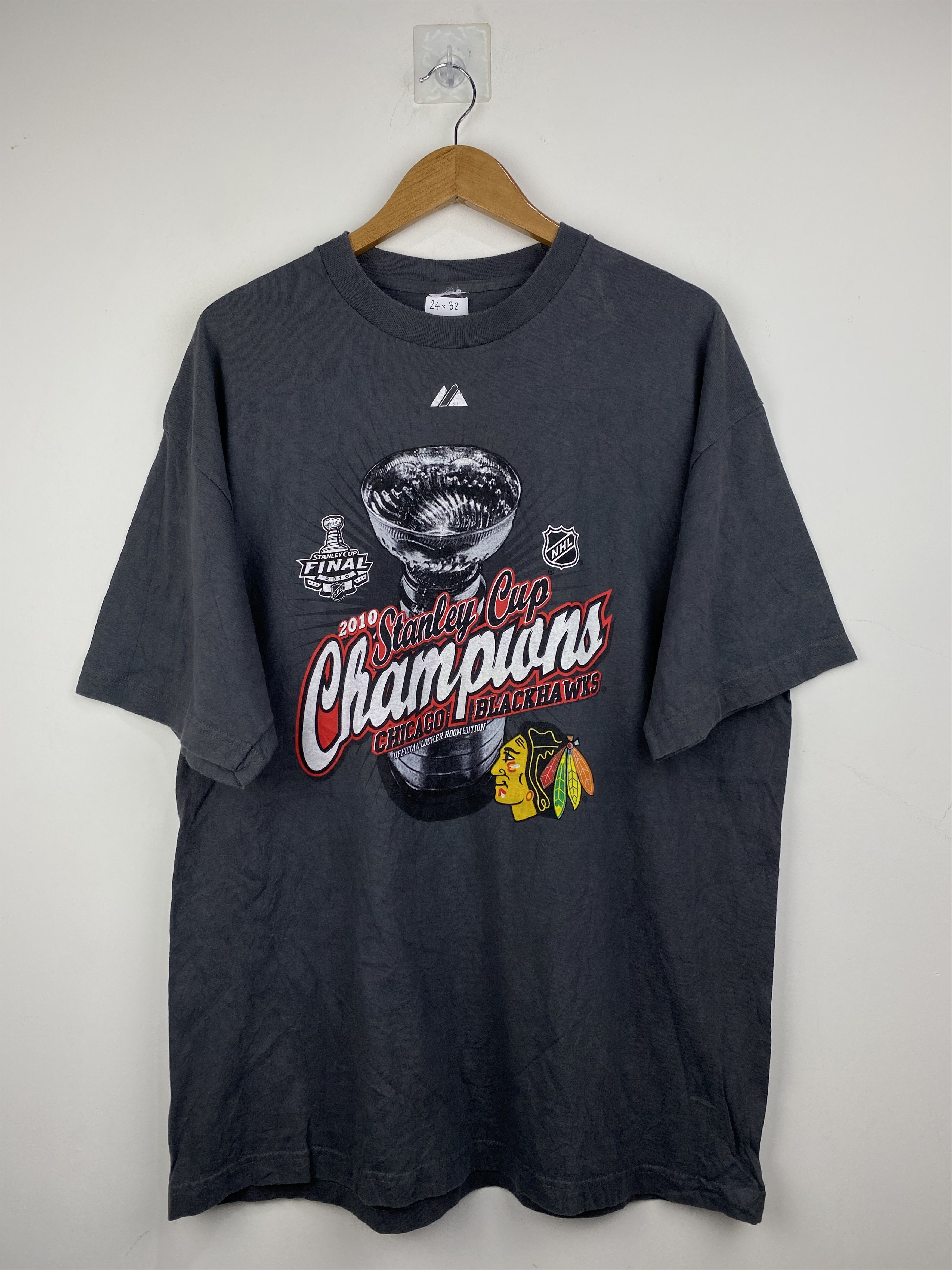 Chandail Vintage Chicago Blackhawks – Taille L, Gris, Col Rond, NHL