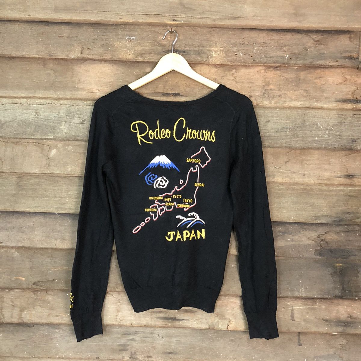 Japanese Brand Rodeo Crows skull Japan Black Cardigan #H077 Size S / US 4 / IT 40 - 1 Thumbnail