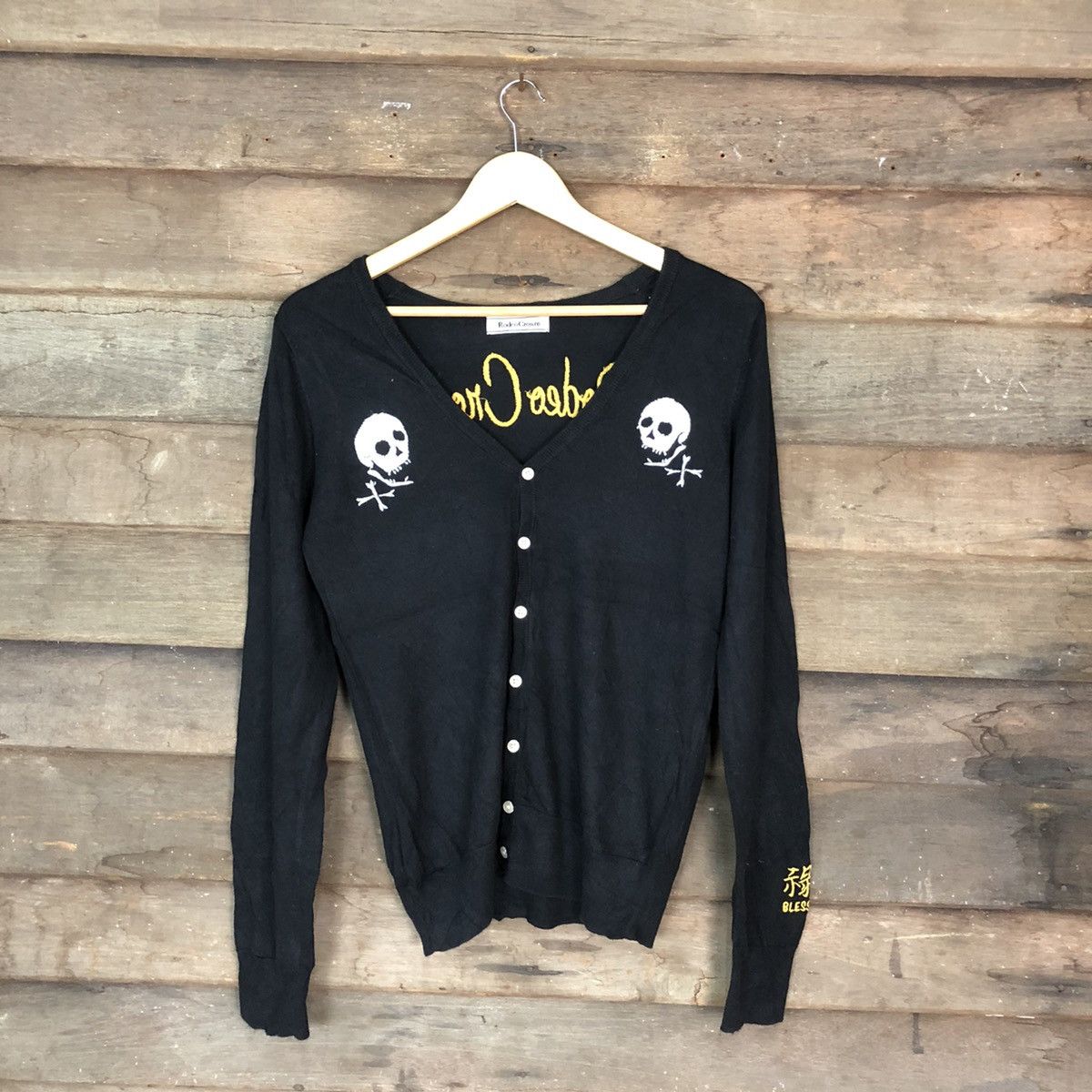 Japanese Brand Rodeo Crows skull Japan Black Cardigan #H077 Size S / US 4 / IT 40 - 7 Thumbnail