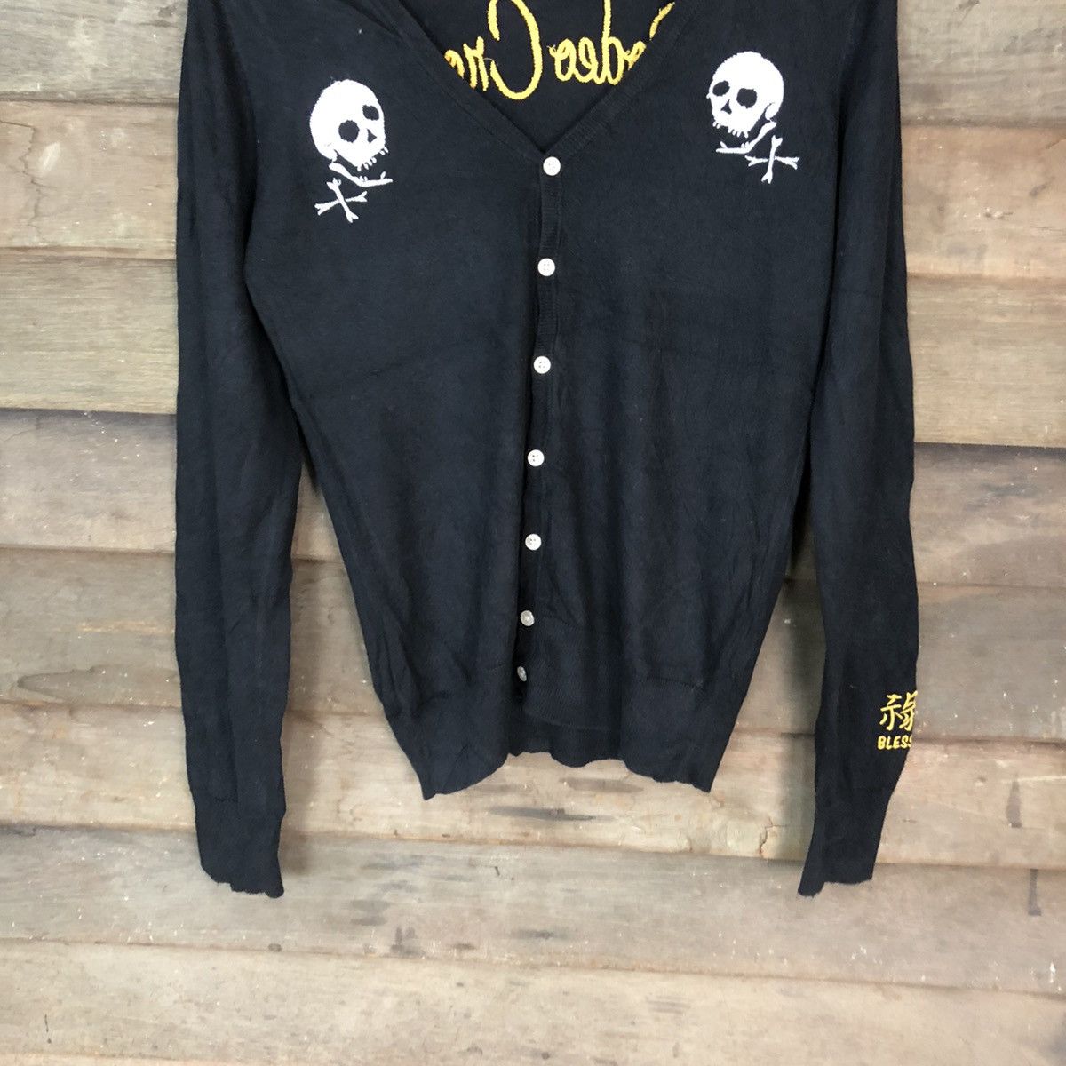Japanese Brand Rodeo Crows skull Japan Black Cardigan #H077 Size S / US 4 / IT 40 - 9 Thumbnail