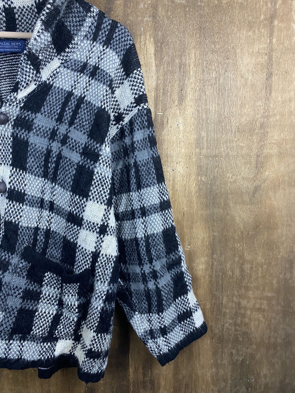Homespun Knitwear × Japanese Brand Spazio News Knitwear cardigan japan checkered #Z005 Size US M / EU 48-50 / 2 - 4 Thumbnail