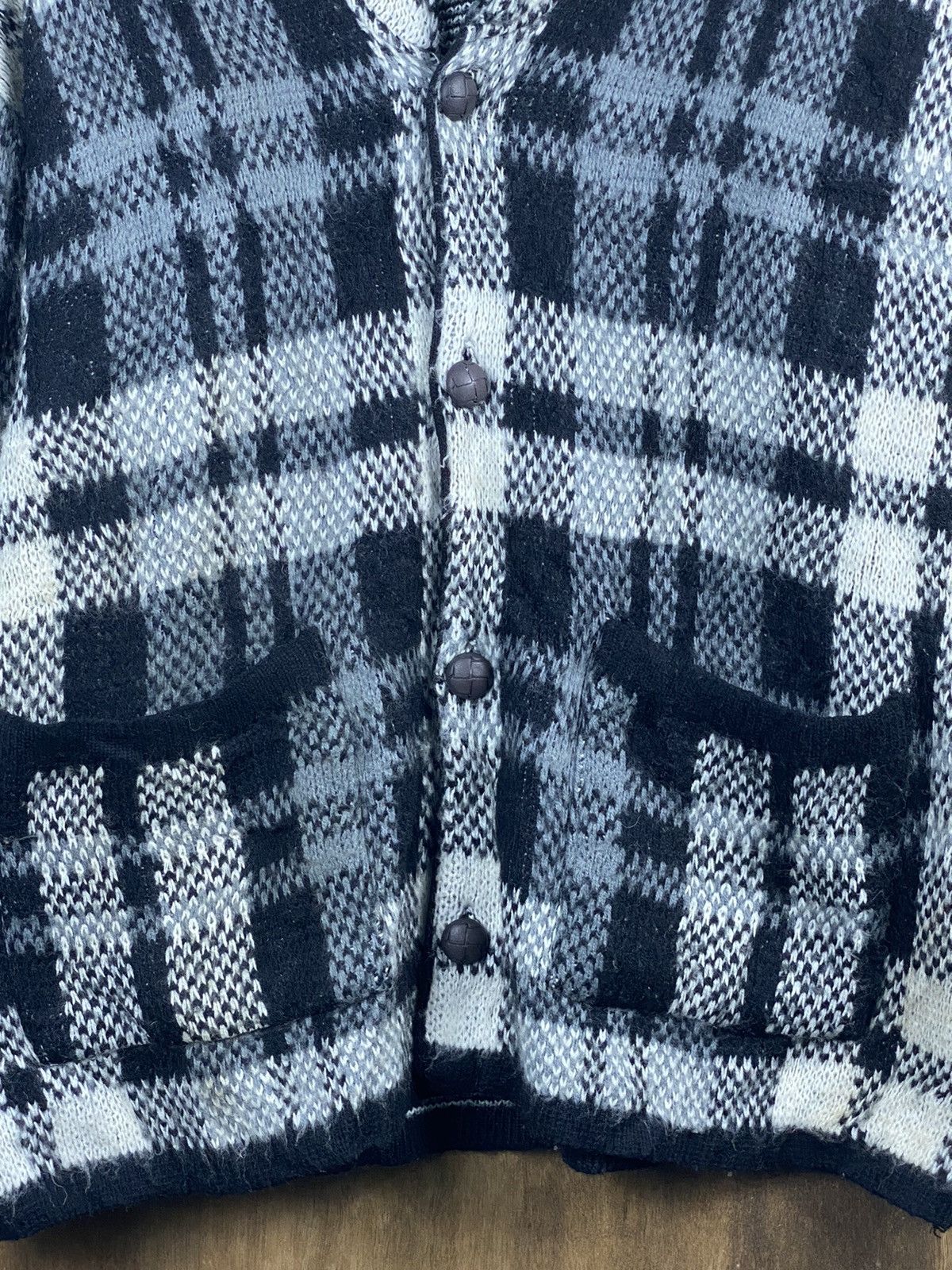 Homespun Knitwear × Japanese Brand Spazio News Knitwear cardigan japan checkered #Z005 Size US M / EU 48-50 / 2 - 12 Thumbnail