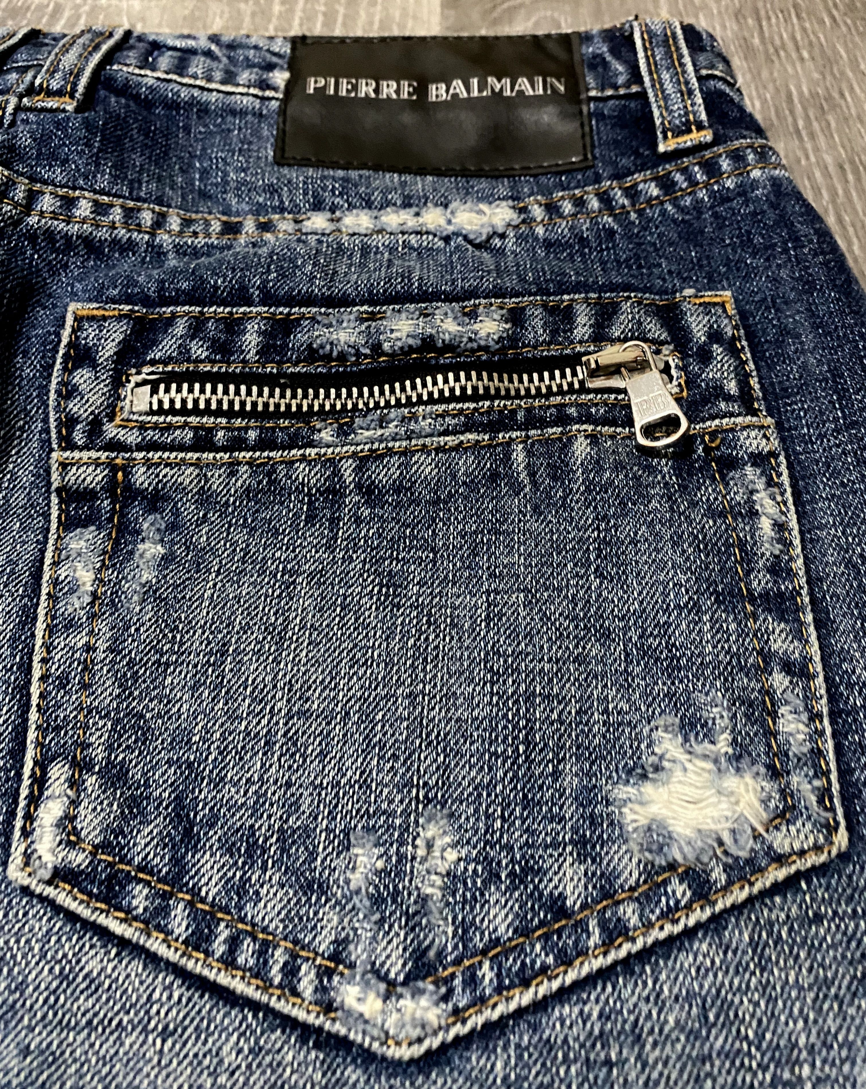 Pierre Balmain Women's Balmain Washed Torn Distressed Jeans Denim Skirt Size 26" / US 2 / IT 38 - 4 Thumbnail