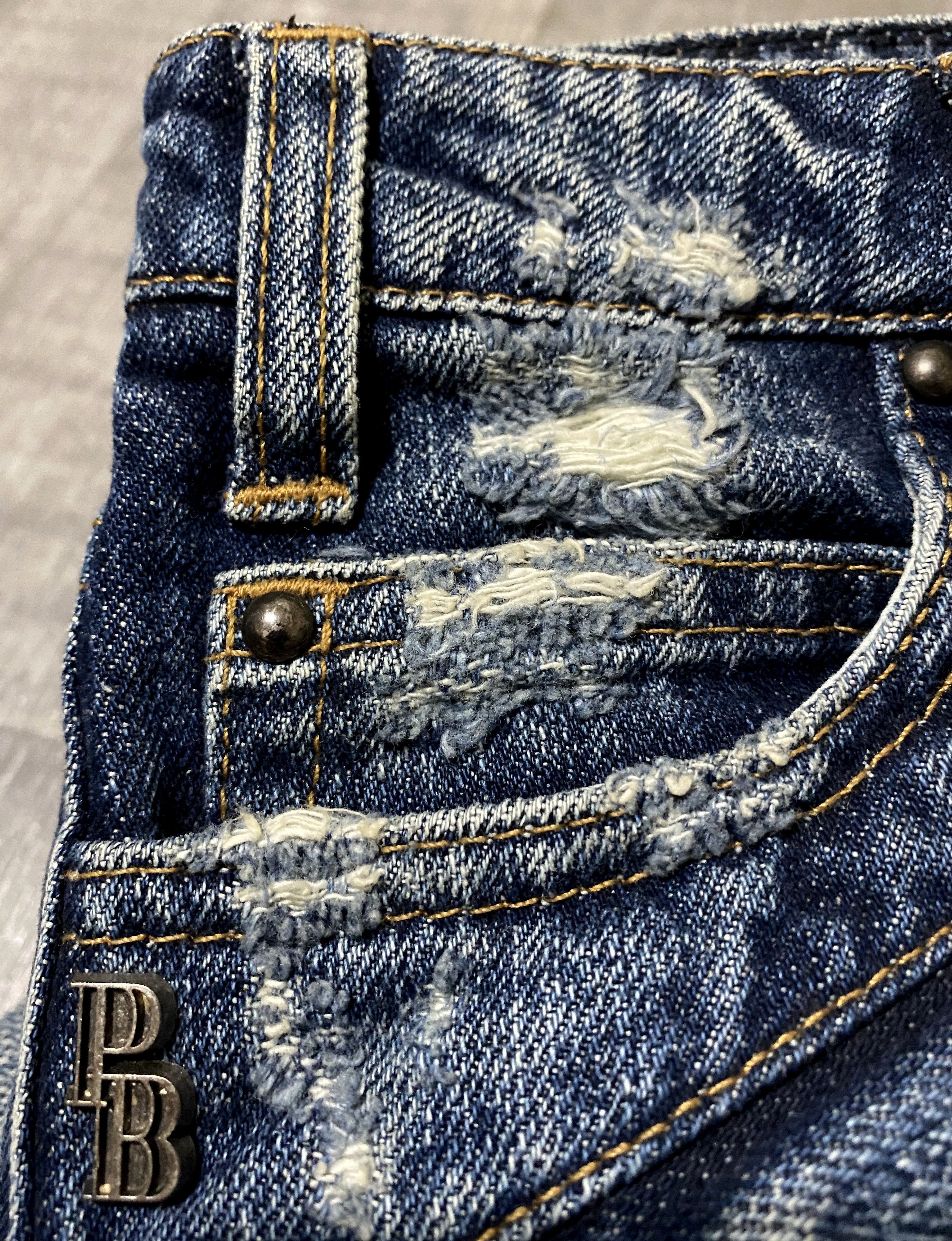 Pierre Balmain Women's Balmain Washed Torn Distressed Jeans Denim Skirt Size 26" / US 2 / IT 38 - 8 Thumbnail
