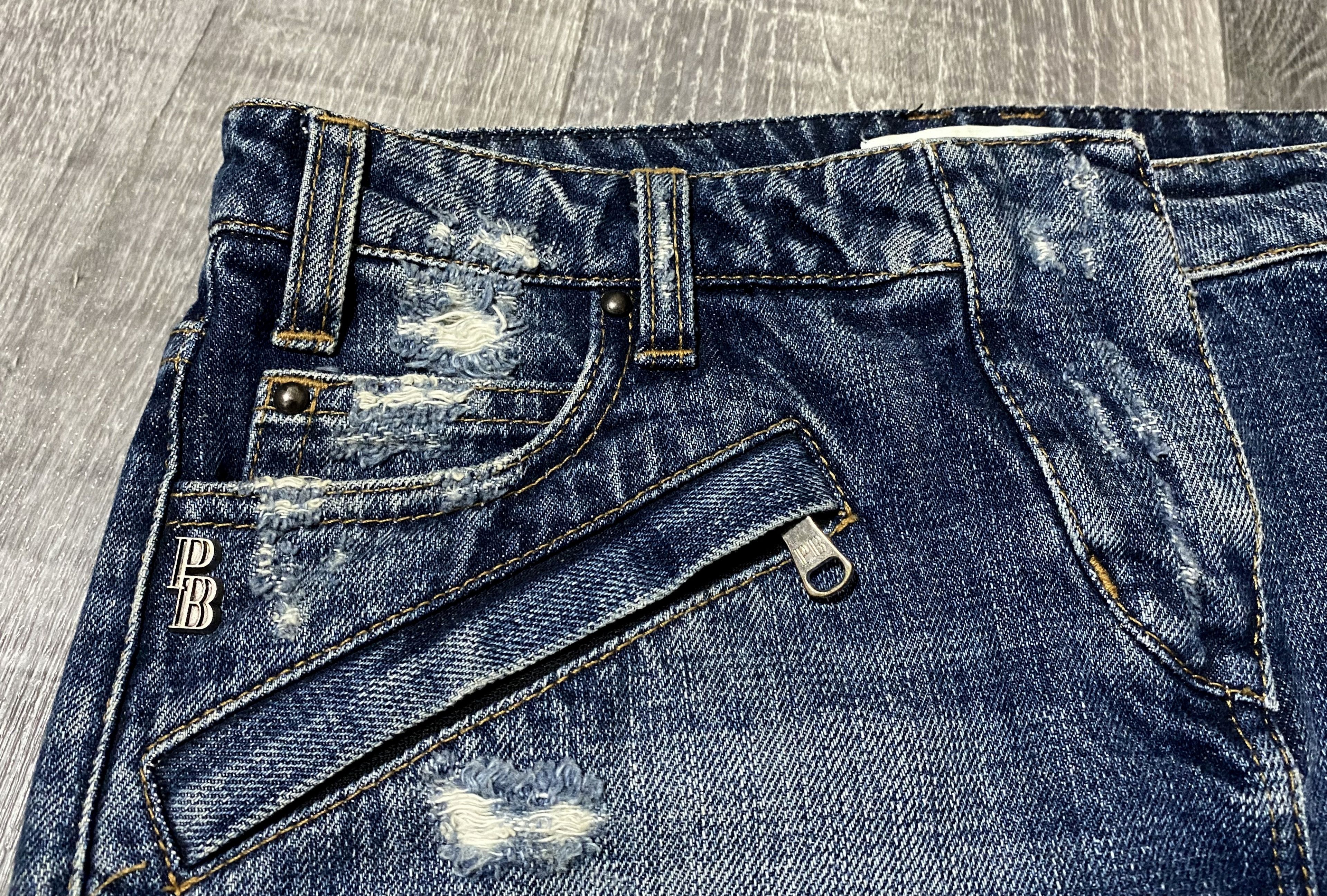 Pierre Balmain Women's Balmain Washed Torn Distressed Jeans Denim Skirt Size 26" / US 2 / IT 38 - 7 Thumbnail
