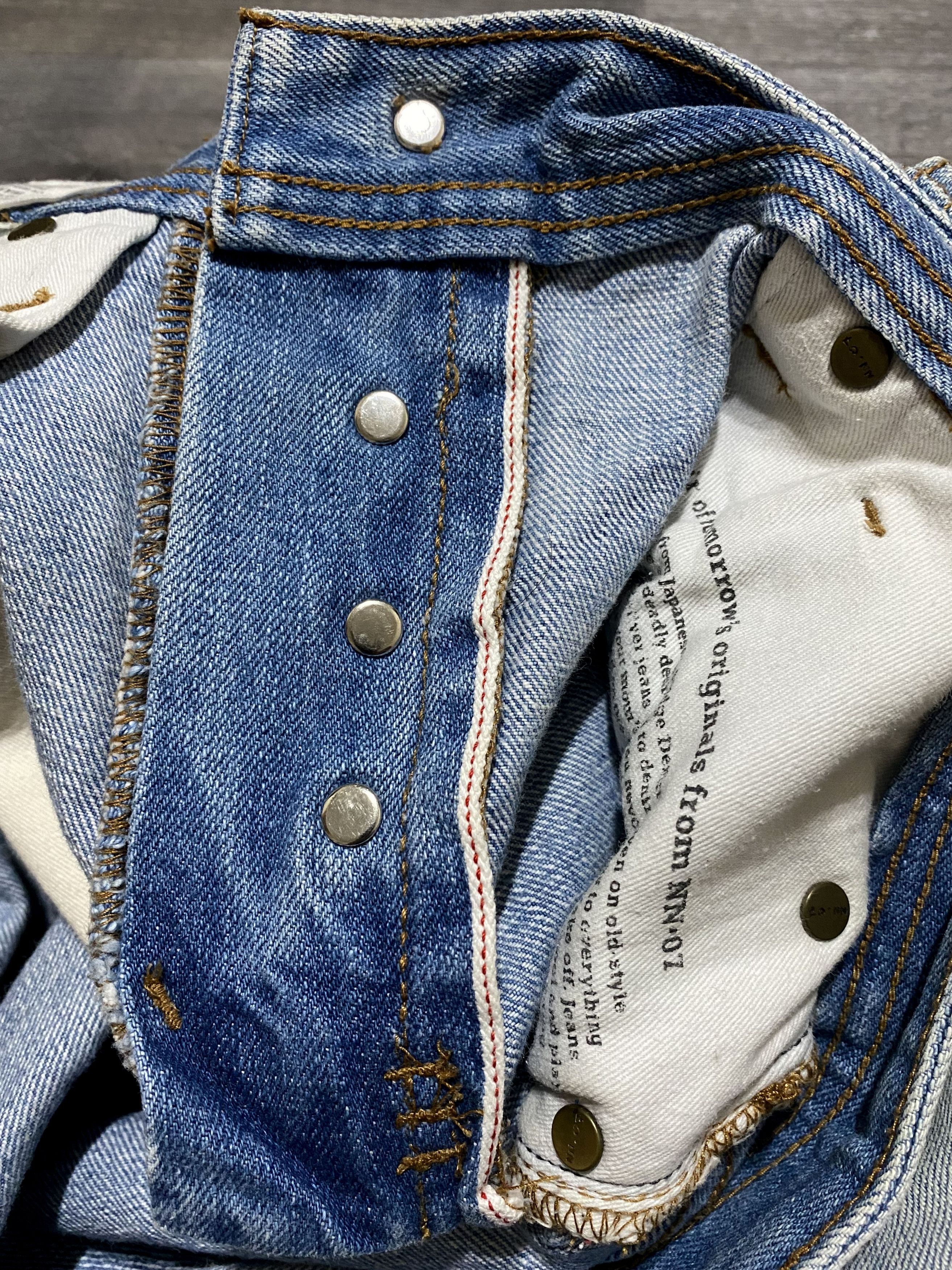 NN07 No Nationality Washed Torn Selvedge Distressed Jeans Denim Size US 31 - 13 Thumbnail