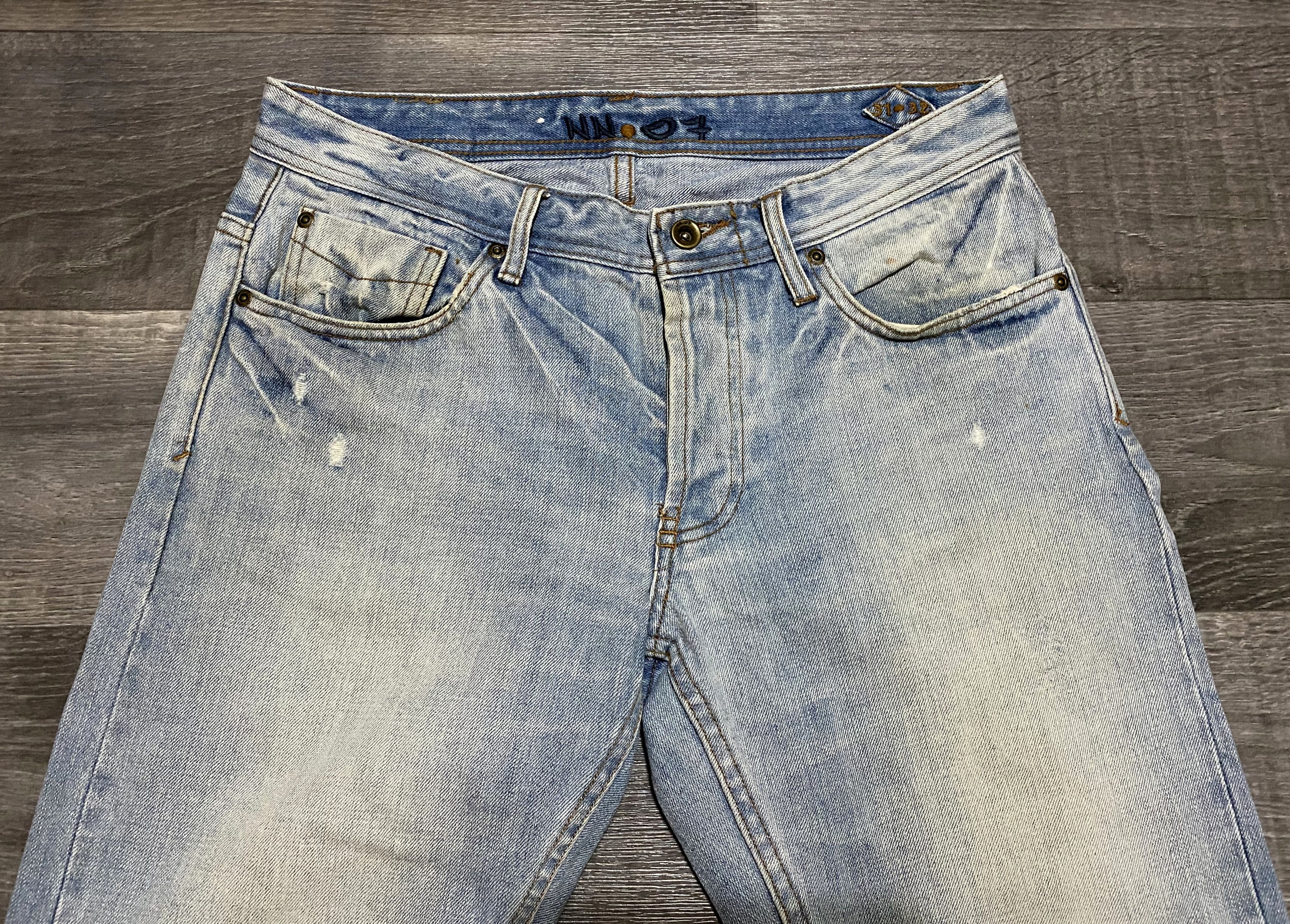 NN07 No Nationality Washed Torn Selvedge Distressed Jeans Denim Size US 31 - 9 Thumbnail