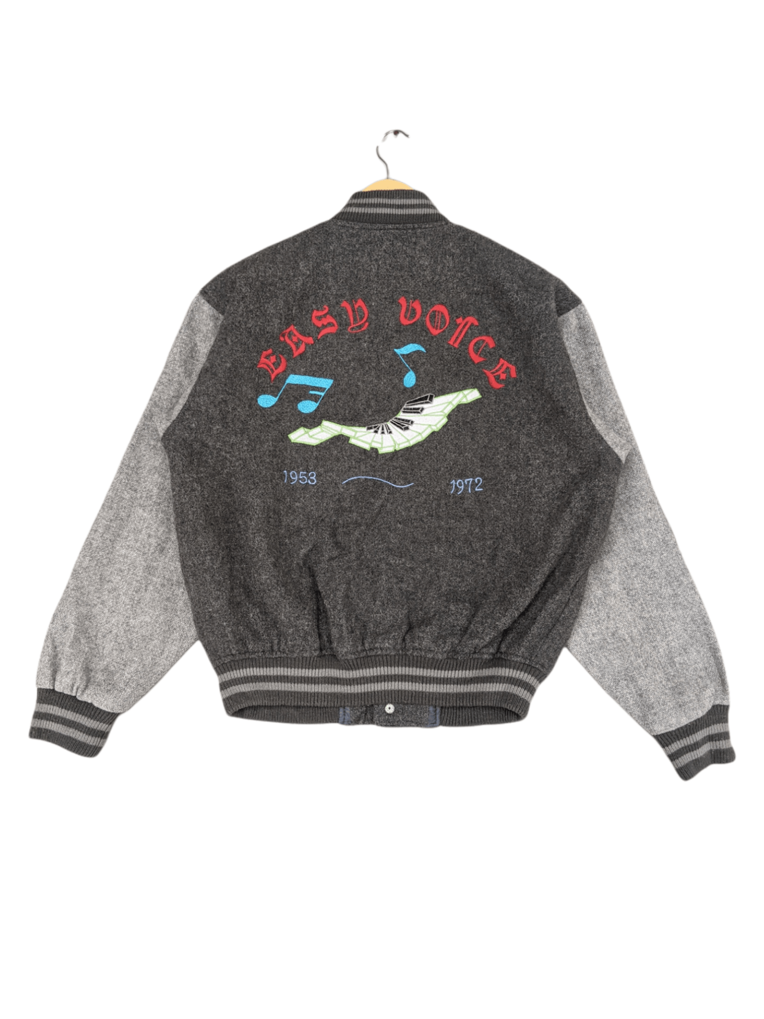 image of Easy Voice Varsity Jacket in Grey, Men's (Size Small)