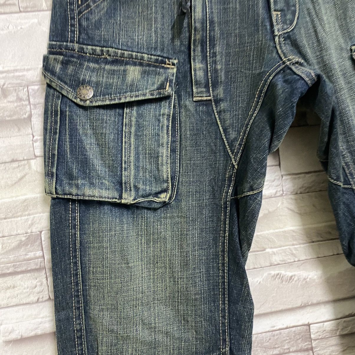 Nine Lives Japanese Brand NINELIVES Denim Cargo Pants Size US 31 - 7 Thumbnail