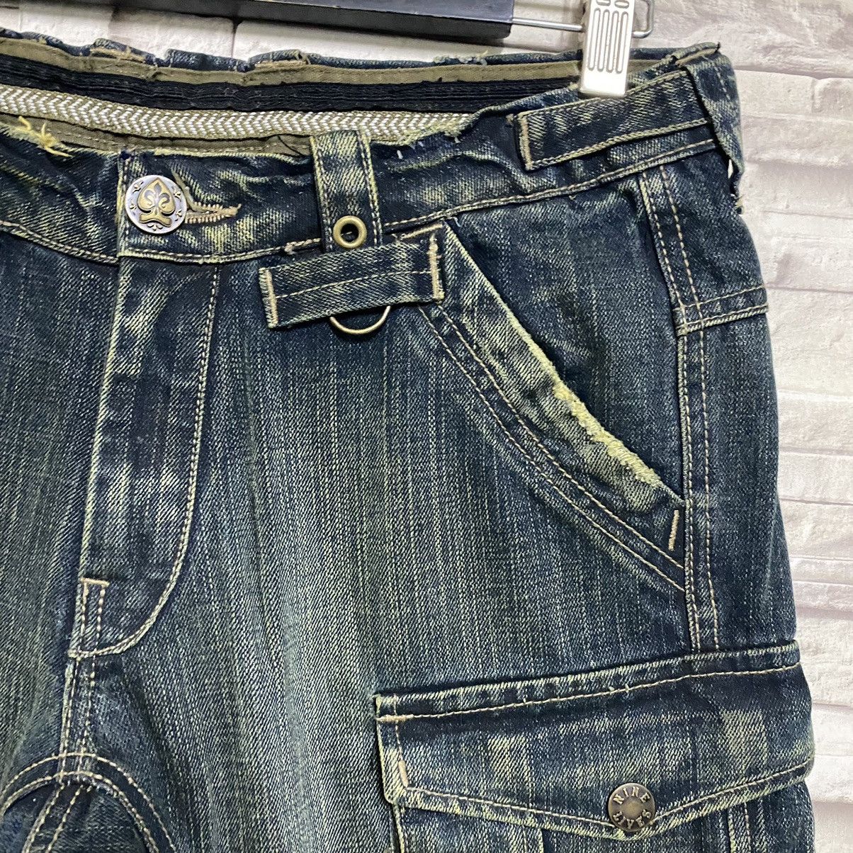 Nine Lives Japanese Brand NINELIVES Denim Cargo Pants Size US 31 - 6 Thumbnail