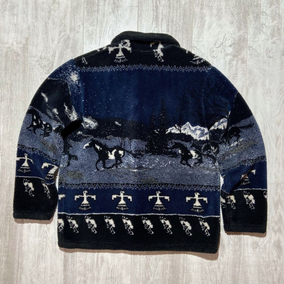 Vintage Vintage 90s Black Mountain AOP Horses Sherpa Fleece Size US L / EU 52-54 / 3 - 13 Thumbnail