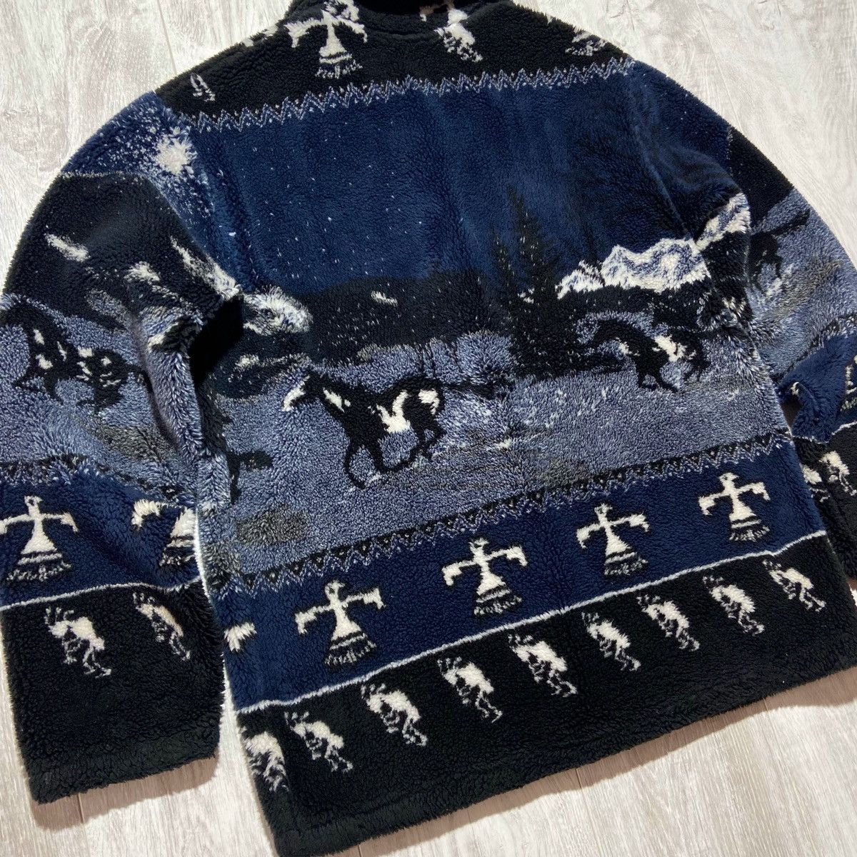 Vintage Vintage 90s Black Mountain AOP Horses Sherpa Fleece Size US L / EU 52-54 / 3 - 14 Thumbnail