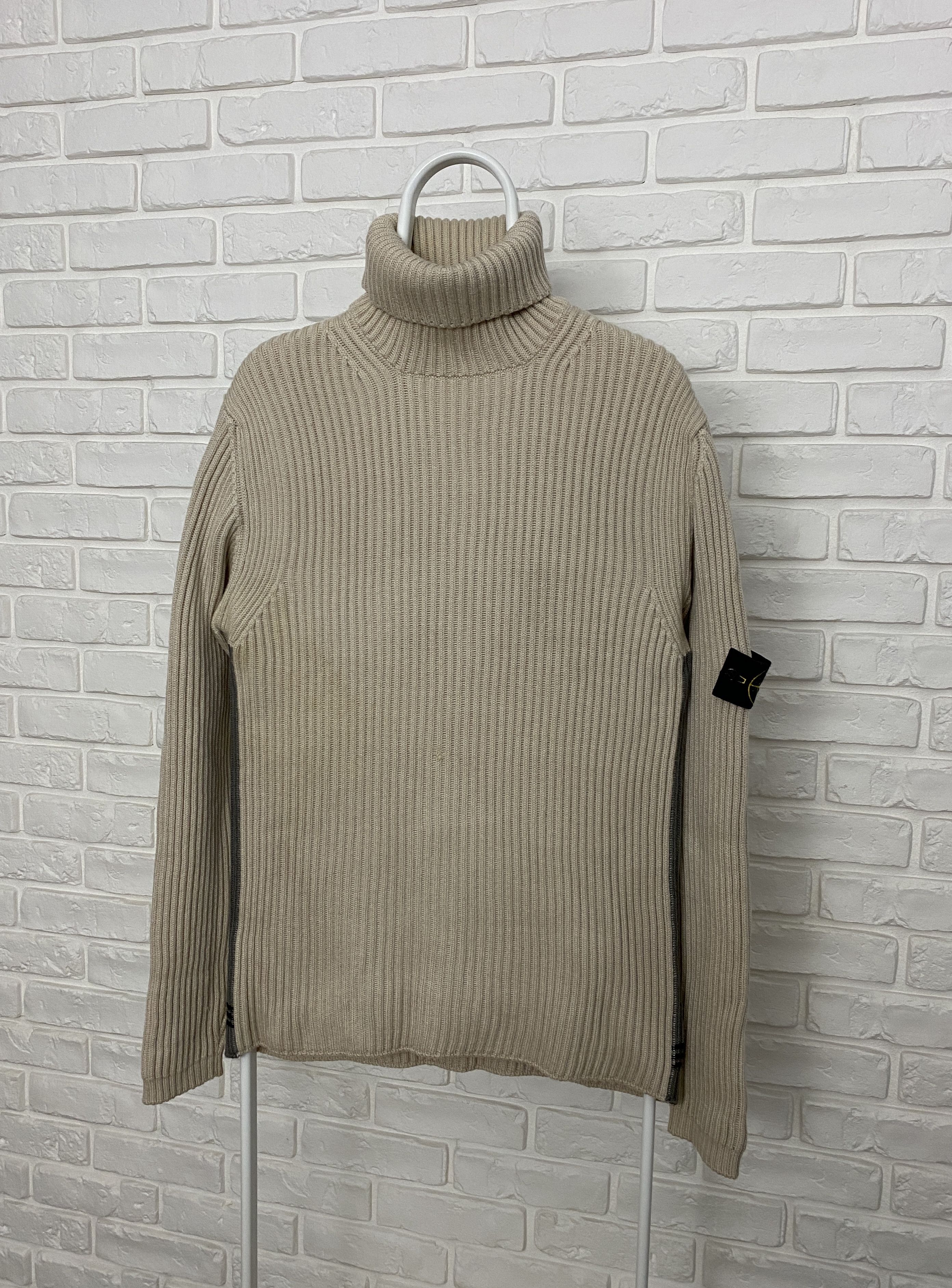 Wool Turtleneck Sweater Stone Island Rollkragenpullover Creme
