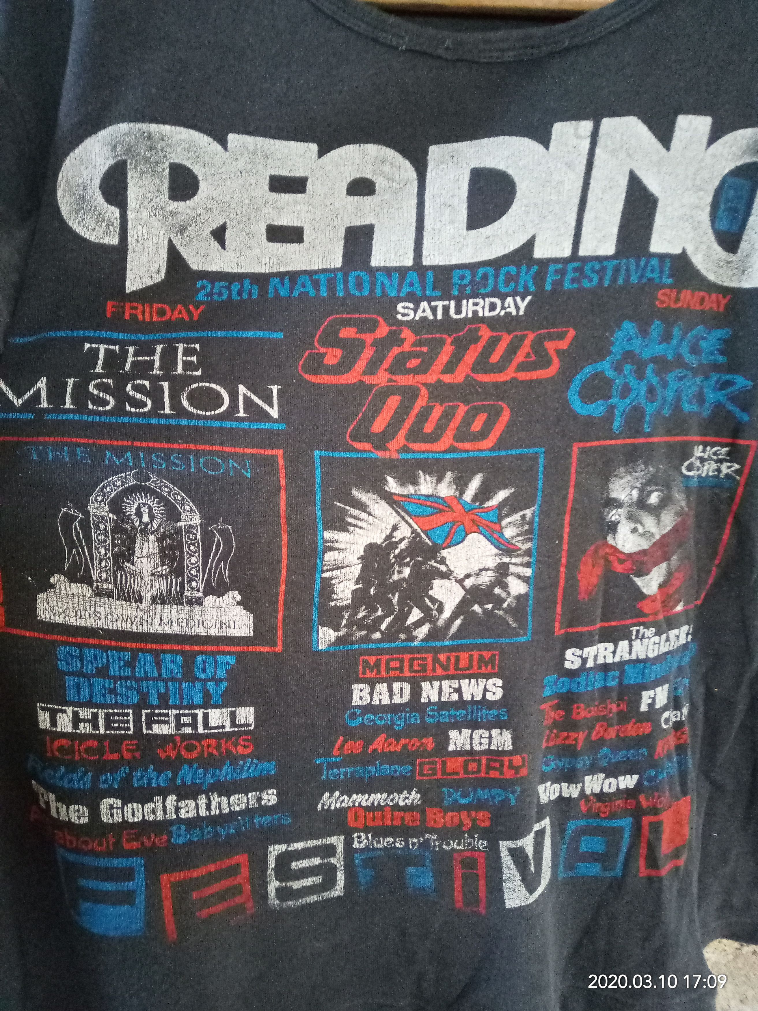 Band Tees Vintage 80s Reading Festival Status Quo Alice Cooper Size US L / EU 52-54 / 3 - 1 Thumbnail