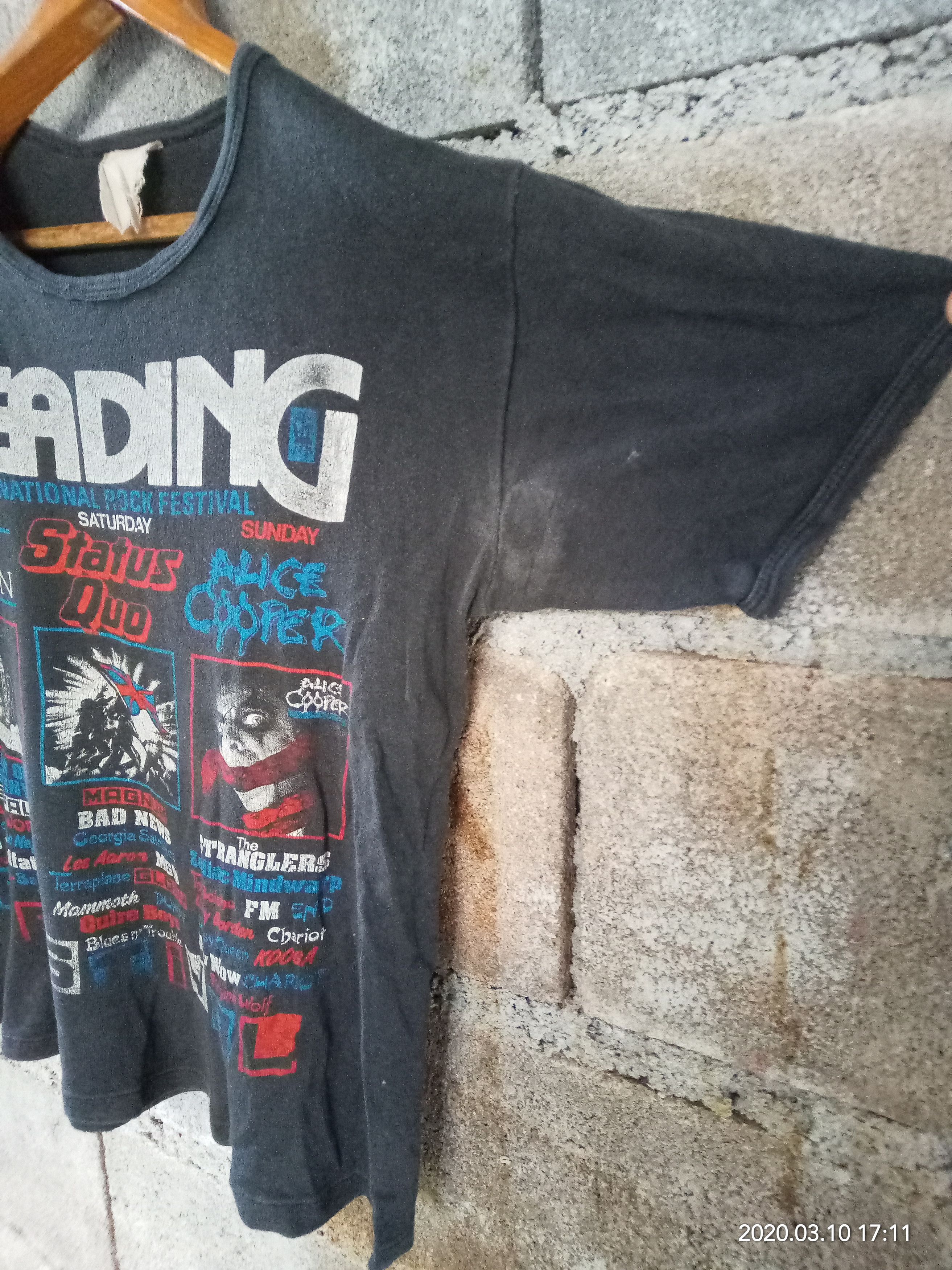 Band Tees Vintage 80s Reading Festival Status Quo Alice Cooper Size US L / EU 52-54 / 3 - 4 Thumbnail