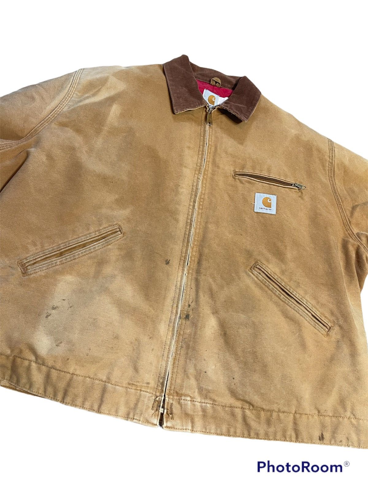 Carhartt × Carhartt Wip × Vintage Vintage 90s Carhartt Detroit Red-Quilt-Lined Workwear Jacket Size US L / EU 52-54 / 3 - 4 Thumbnail