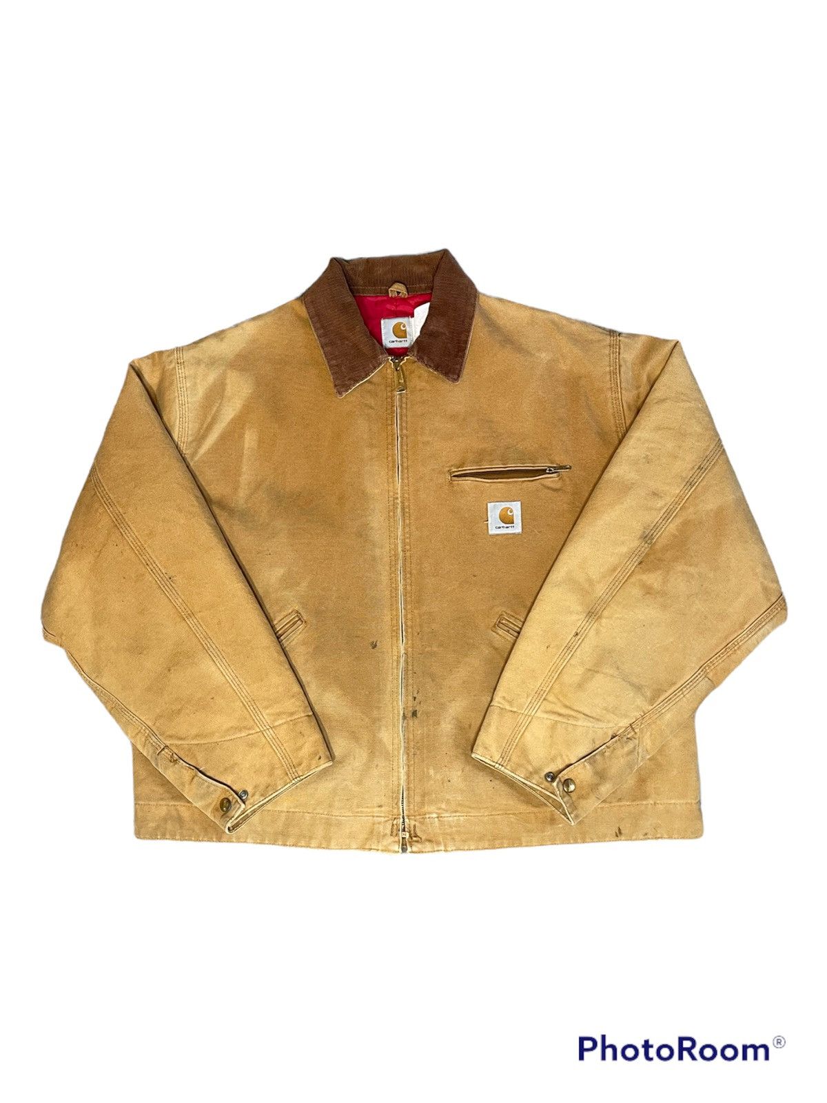 Carhartt × Carhartt Wip × Vintage Vintage 90s Carhartt Detroit Red-Quilt-Lined Workwear Jacket Size US L / EU 52-54 / 3 - 1 Thumbnail