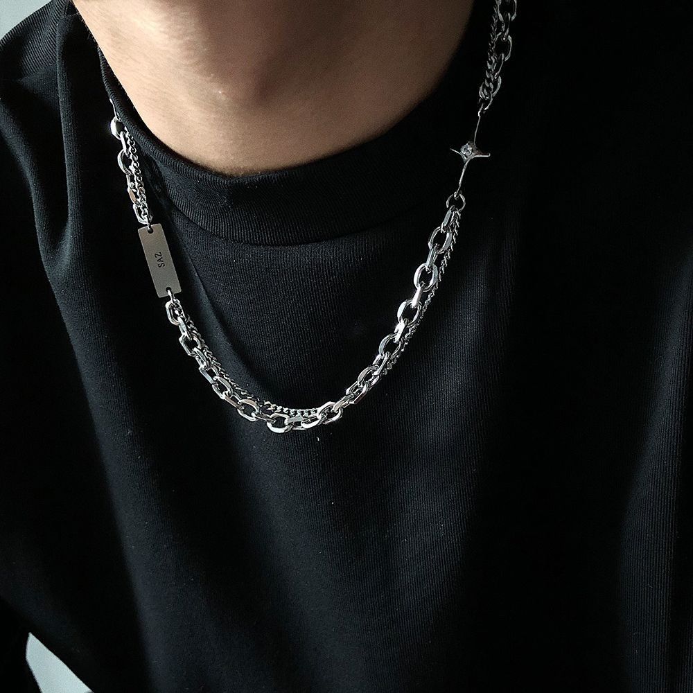 Jewelry × Vintage Splicing quadrangular double-layer clavicle chain Size ONE SIZE - 1 Thumbnail
