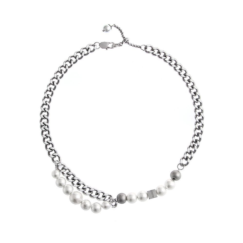 Jewelry × Vintage Fashion Pearl Titanium Steel Double Layer Necklace Size ONE SIZE - 2 Thumbnail