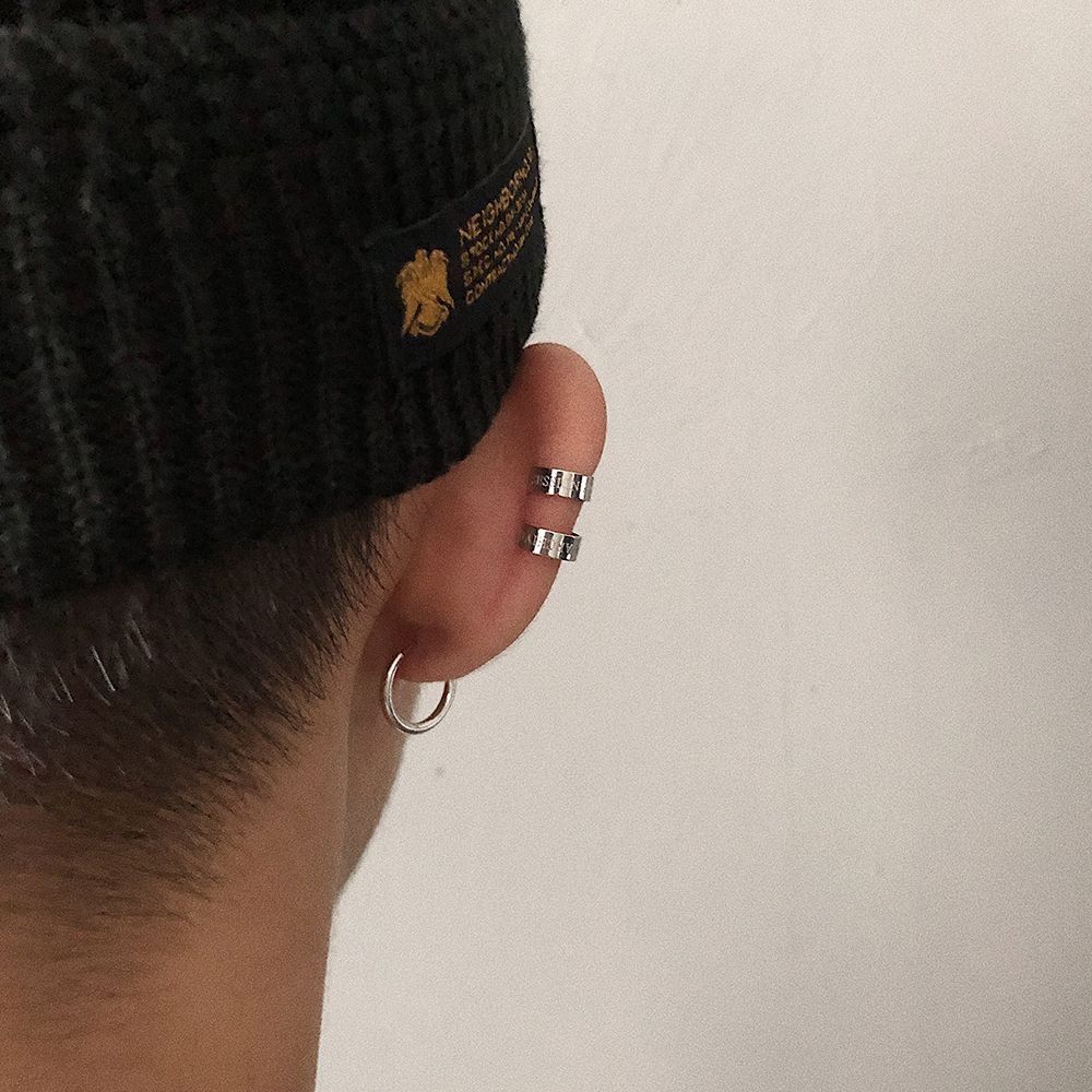 Jewelry × Vintage Fashion Alphabet Men's Titanium Steel Ear Clips Size ONE SIZE - 2 Thumbnail