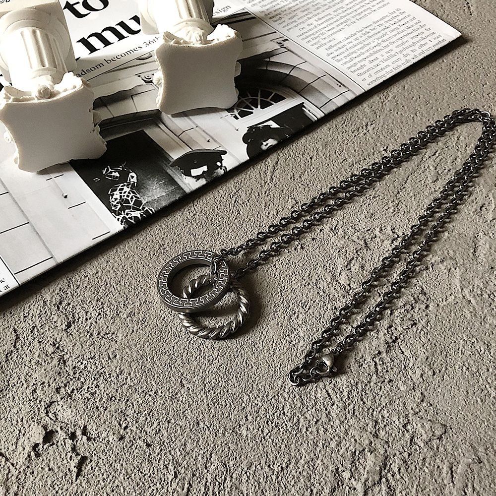 Jewelry × Vintage Vintage Double Ring Pendant Fashion Necklace Size ONE SIZE - 3 Thumbnail